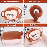 Vista 3 de Achwishap Monkey Stuffed Animals,Monkey Plush Toy Hugging Pillow,Monkeys Plush Pillow,Fluffy Monkeys Throw Plushie Doll,Unique Plushies for Kids
