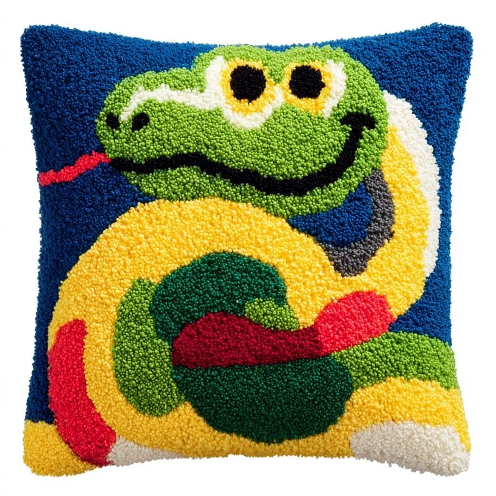 AxiangziK Latch Hook Pillow Kits for Beginners,Animal Snake