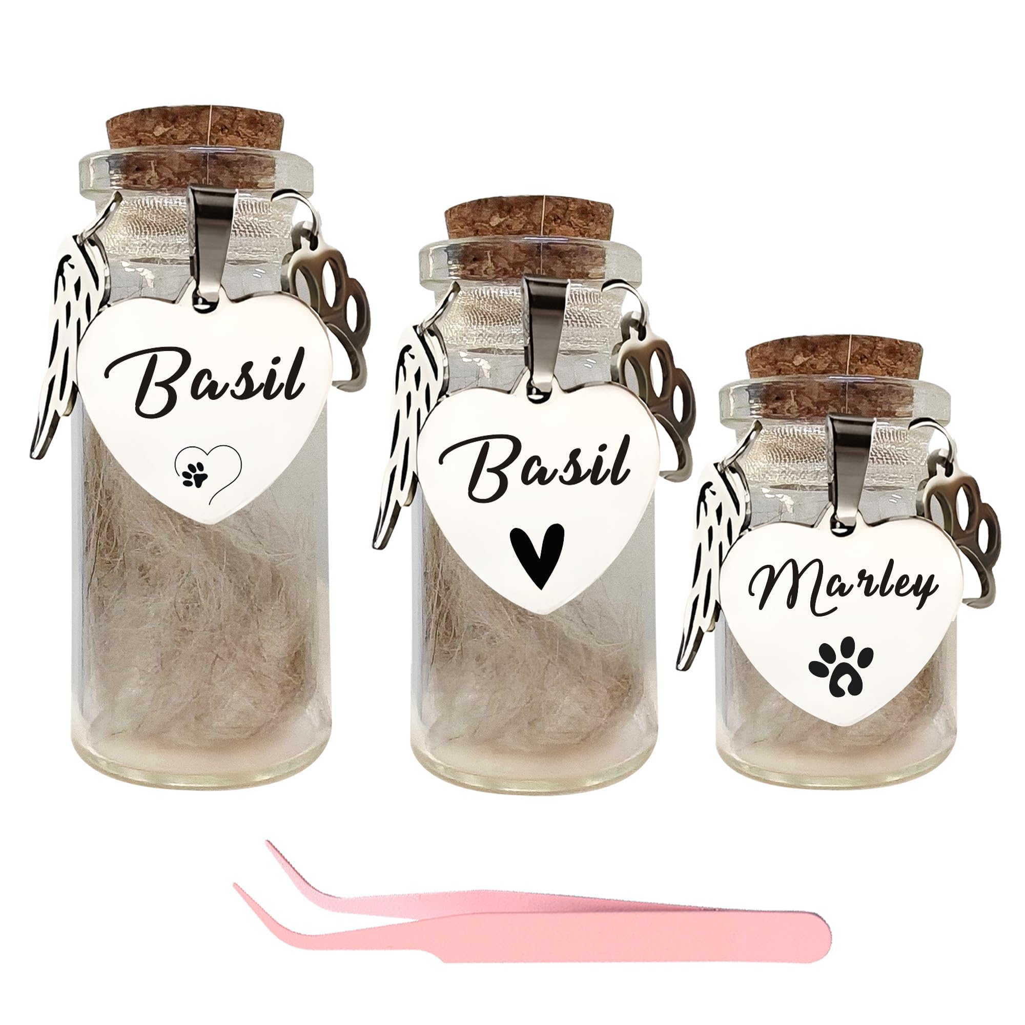 EDSG Personalised Pet Fur Keepsake, Pet Memorial Hair Bottle, Dog Hair Fur Keepsake, Pet Cat Dog Memorial Urn, Pet Memorial Gifts Sympathy Gift