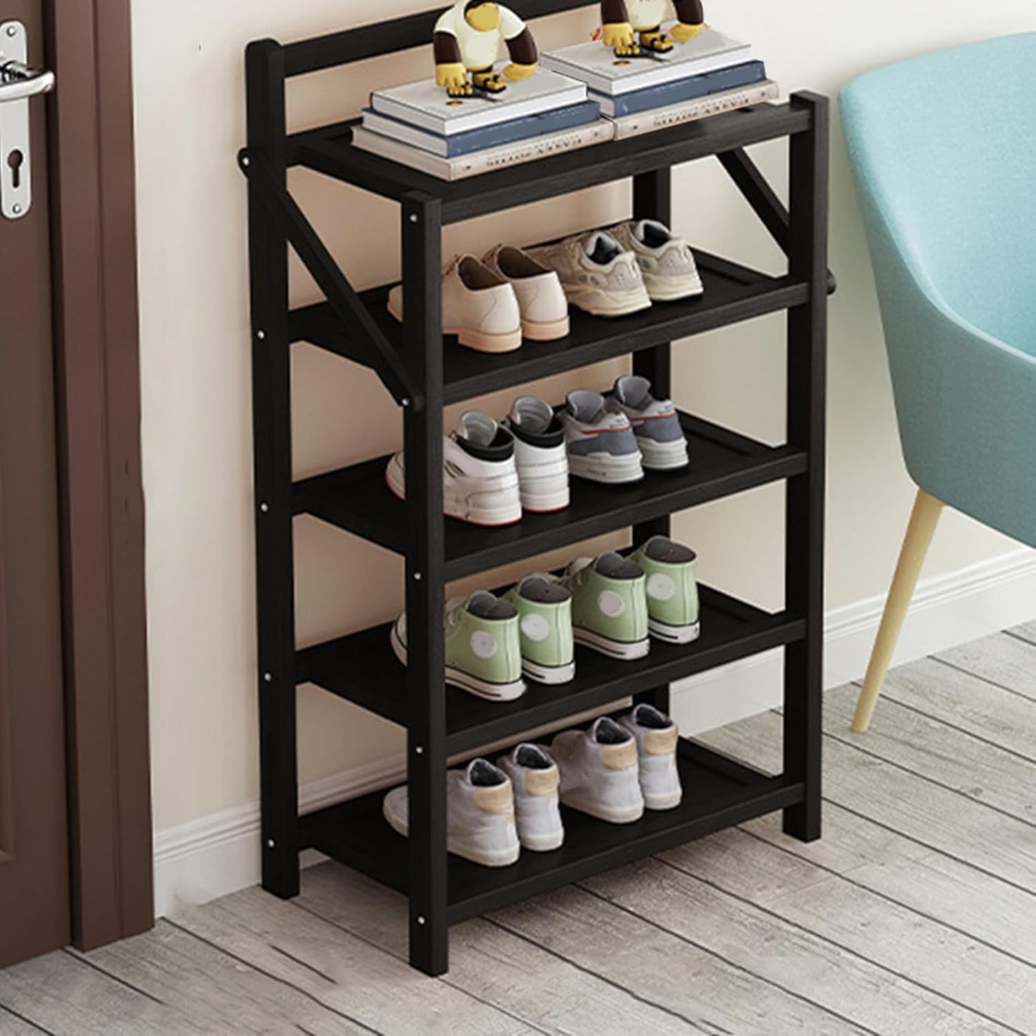 シューズラック 省スペース 靴棚 下駄箱 組み立て式 オープンラック 70*23*75 収納ラック シューズラック 靴棚 靴箱 竹製