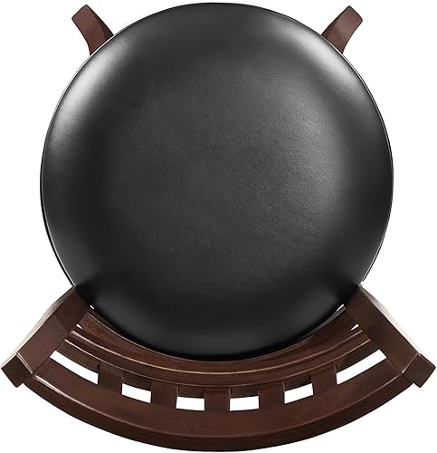 Miniatura 37 de Homelegance Contador giratorio de altura, taburetes para sillas de bar de isla de cocina, asiento acolchado de piel sintética negra (desplazamiento