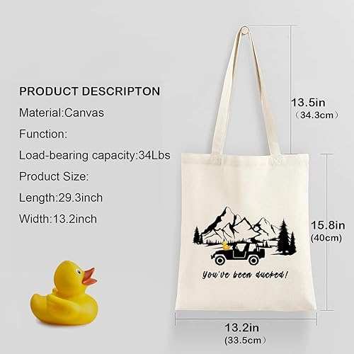 Miniatura 2 de LANBAIHE Bolsa de lona natural reutilizable para amantes de los patos, bolsa de mano para amantes de los patos, bolsa de transporte para patos de