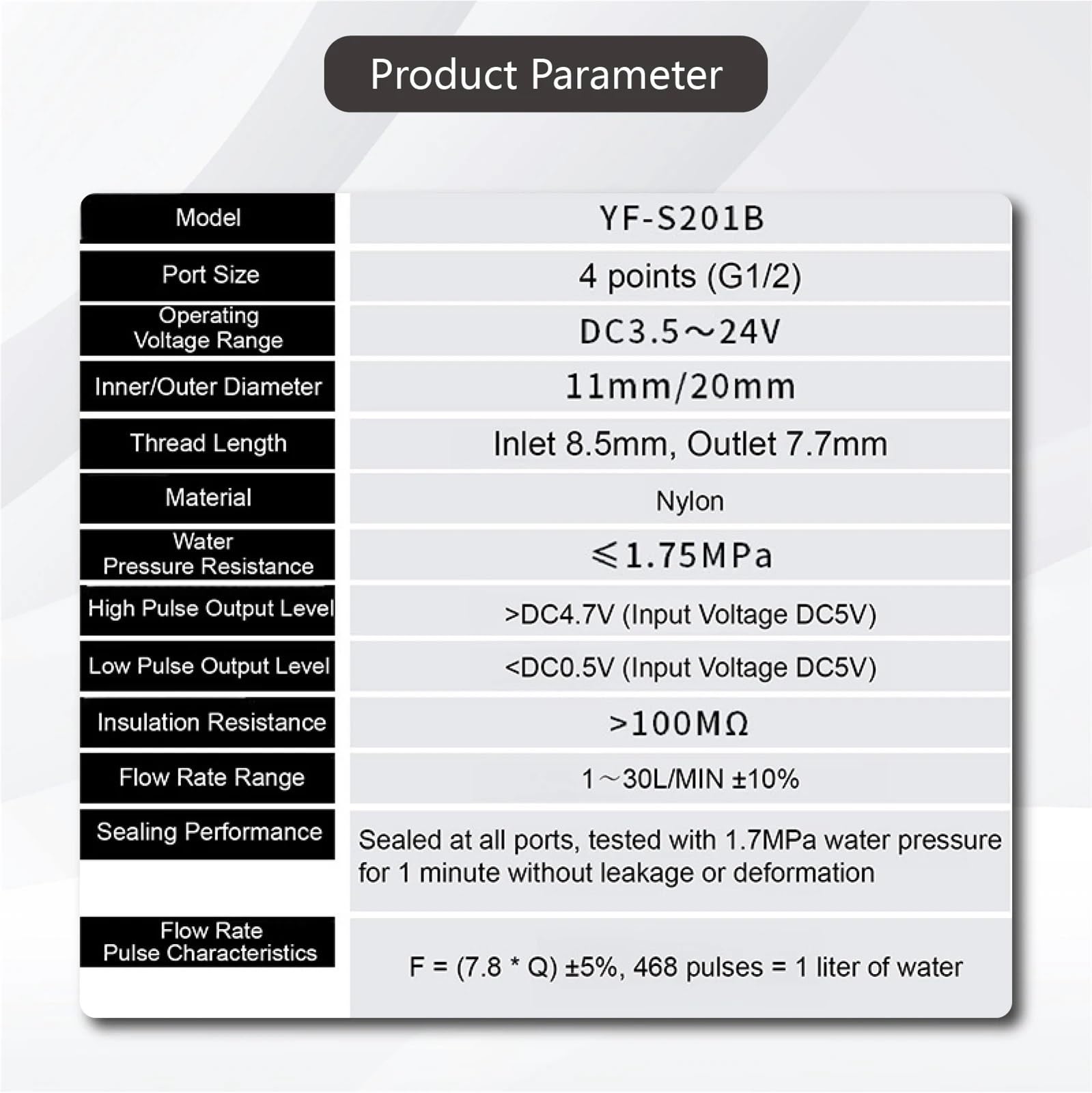 YF-S201 Czujnik przepływu wody z efektem Halla 1-200 l/min G1/2 G3/4 G1 G2 Plastikowy zawór do licznika cieczy "woda nawadniająca" (YF-G1-DN25)