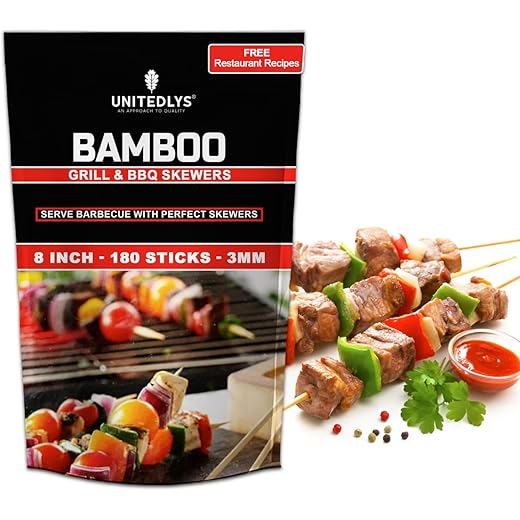 Bamboo Skewers 8 inches 3mm Pack of 180