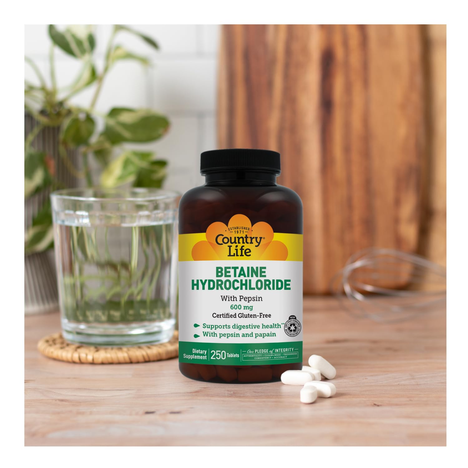 Country Life Betaine Hydrochloride with pepsin 600 mg - 250 Tablets — Amazon image 8
