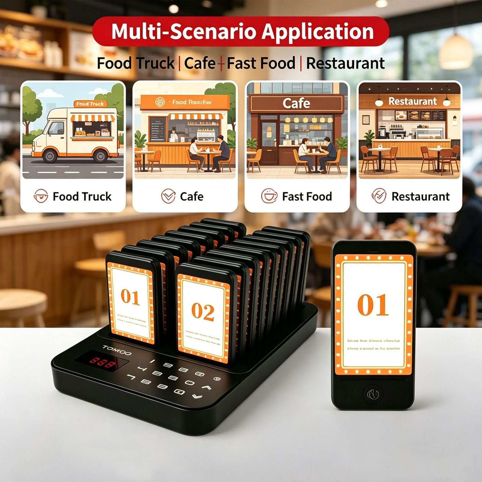 Restaurant-pagersystem, 20 Gästepager, Summer Zur Einhaltung des Mindestabstands, Für Effizientes Warteschlangenmanagement, Kundenservice-lösung Mit Großer Reichweite Für Restaurants, Kliniken
