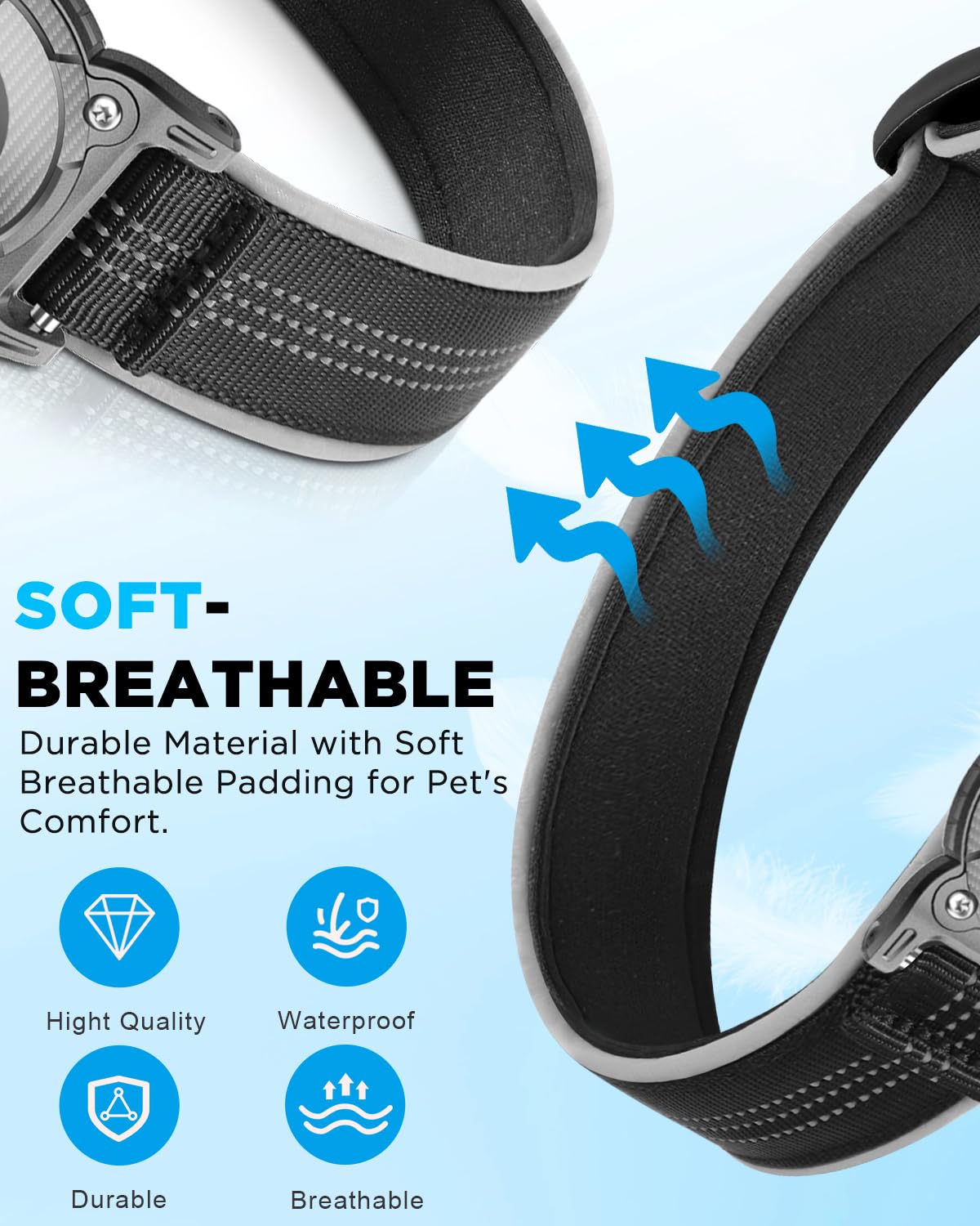 ONEONTA Collier Chien Airtag | Airtag Chien - Collier Airtag Chien Etanche avec Boucle Métallique Amovible, Robuste, Réfléchissant, Rembourré Confortable, pour Chien Petite, Moyenne, Grande, Rose, L