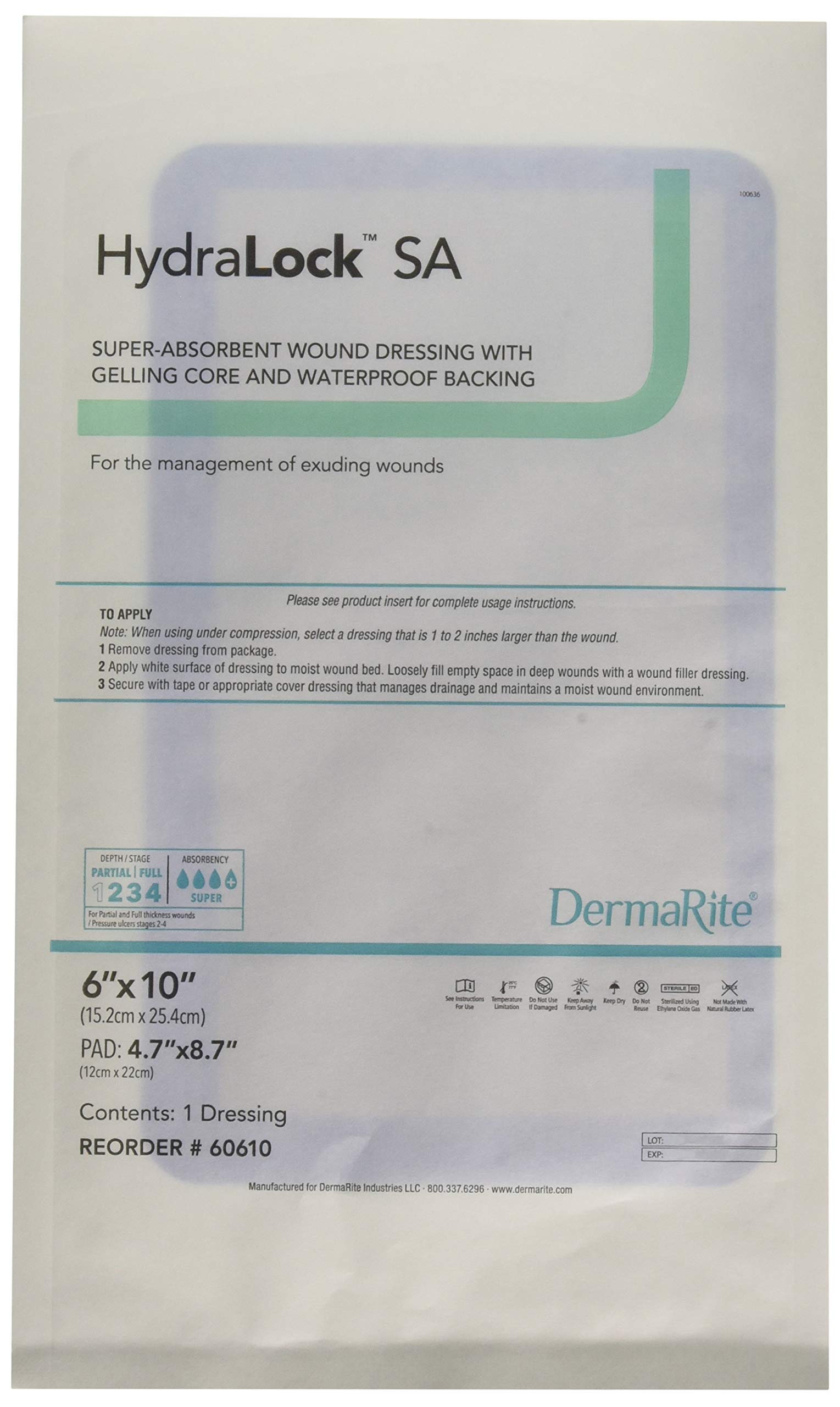 DermaRiteIndustries Hydra Lock SA Pouch, 6x10, 10 Count