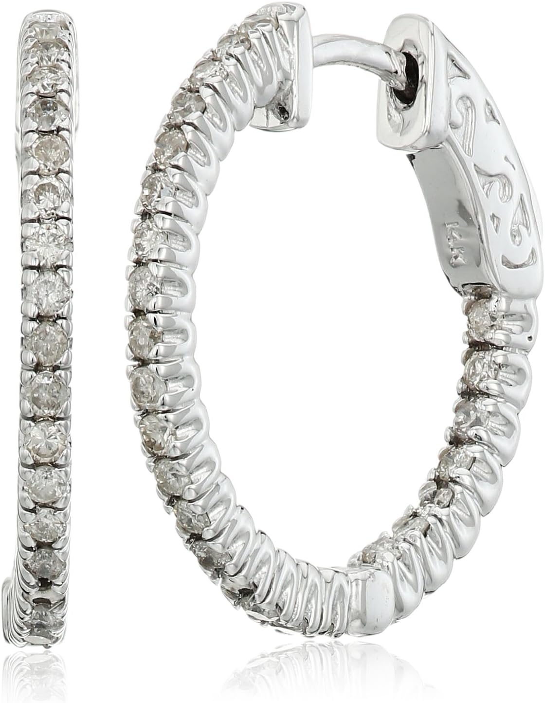 14k Gold Round-cut Diamond in 4-Prong Hoop Earrings (1/2 cttw, H-I, I2-I3)
