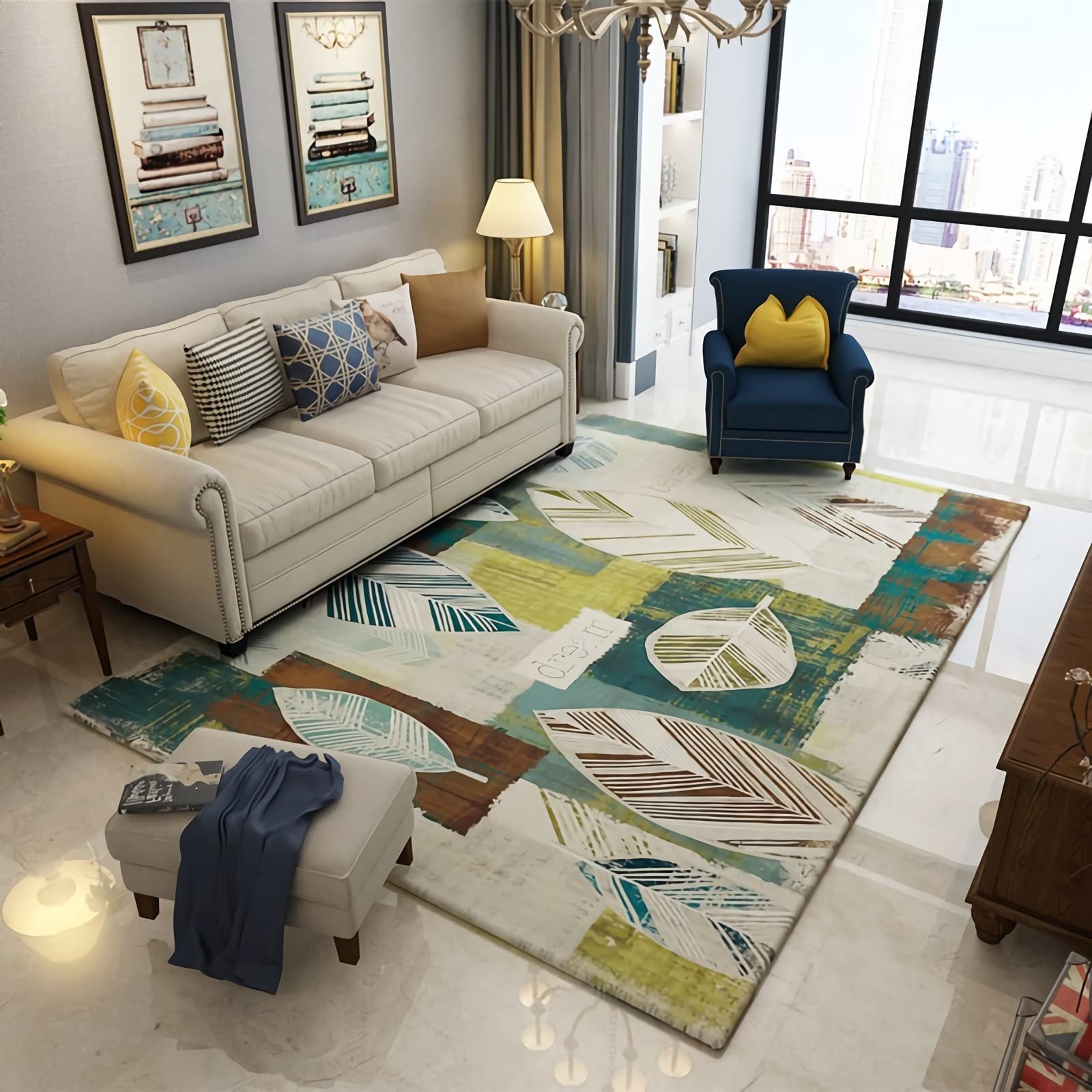 Dywan można prać dywany do kuchni, trwały zmywalny dywan żółty zielony atrament design dywany dla dzieci do sypialni, wystrój pokoju dziewczęcego 60 x 120 cm