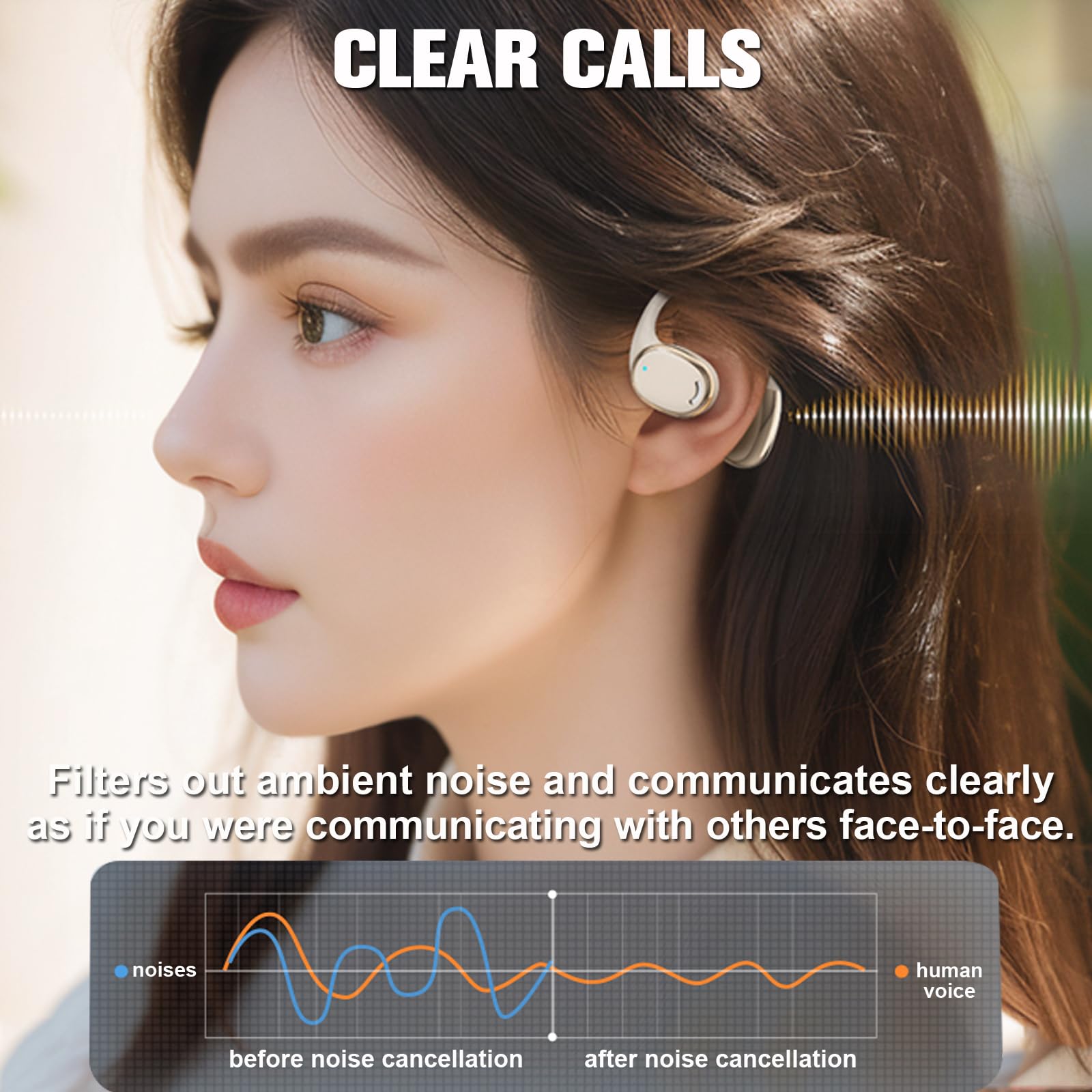 Open Ear Gym Running Headphones Wireless Over Ear Earbuds Bluetooth 5.4 with Ear Hooks Sports OWS Hanging Earphones Wireless Ear Hanging Bluetooth Headset TWS Air Bone Conduction Conducting Headphones