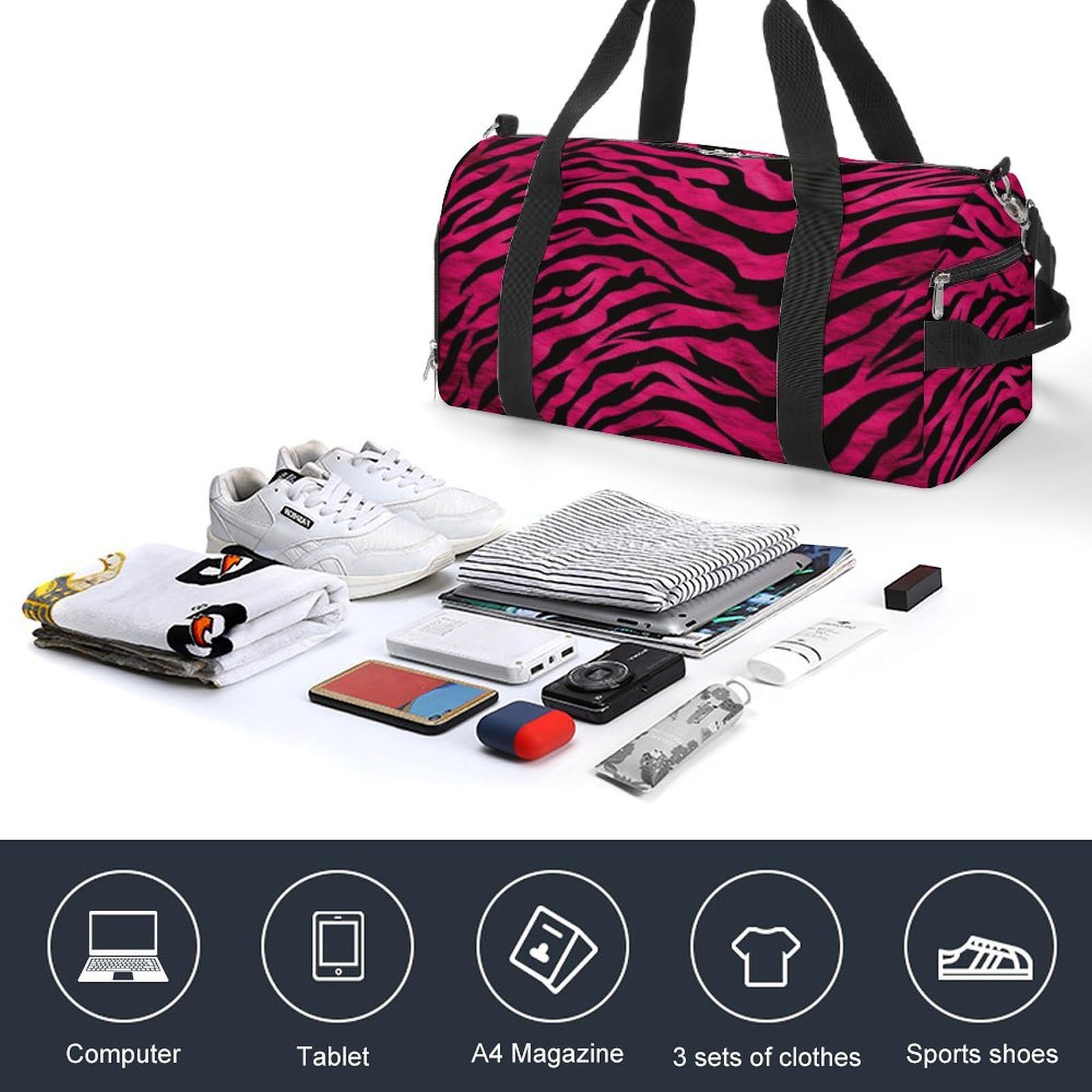Turnbeutel für Damen und Herren, Zebra-Tiger-Leopardenmuster, wiederverwendbar, Turnbeutel mit Schuhfach, Stil, Einheitsgröße, modern, Stil:, Einheitsgröße, Modern