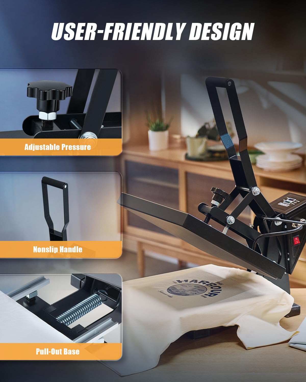 CREWORKS 38 x 38 Prensa de Calor para Camisetas con Tubos de Calentamiento Duales, Control Digital Maquina de Sublimacion para Almohadas, Alfombrillas de Ratón, Bolsas
