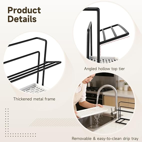Water Bottle 2 Tier Water Bottle Drying Rack with Drain Tray, Space Saving Metal Cup Holder for Countertop, Compact Kitchen Organizer for Tumblers, Glasses, Mugs and Bottles (Black)