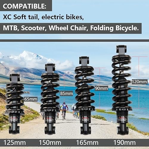 Miniatura 5 de aiNPCde Amortiguador trasero para bicicleta de montaña, suspensión de muelles helicoidales MTB 1251501657.480 in con buje y tornillo de 150 libras a