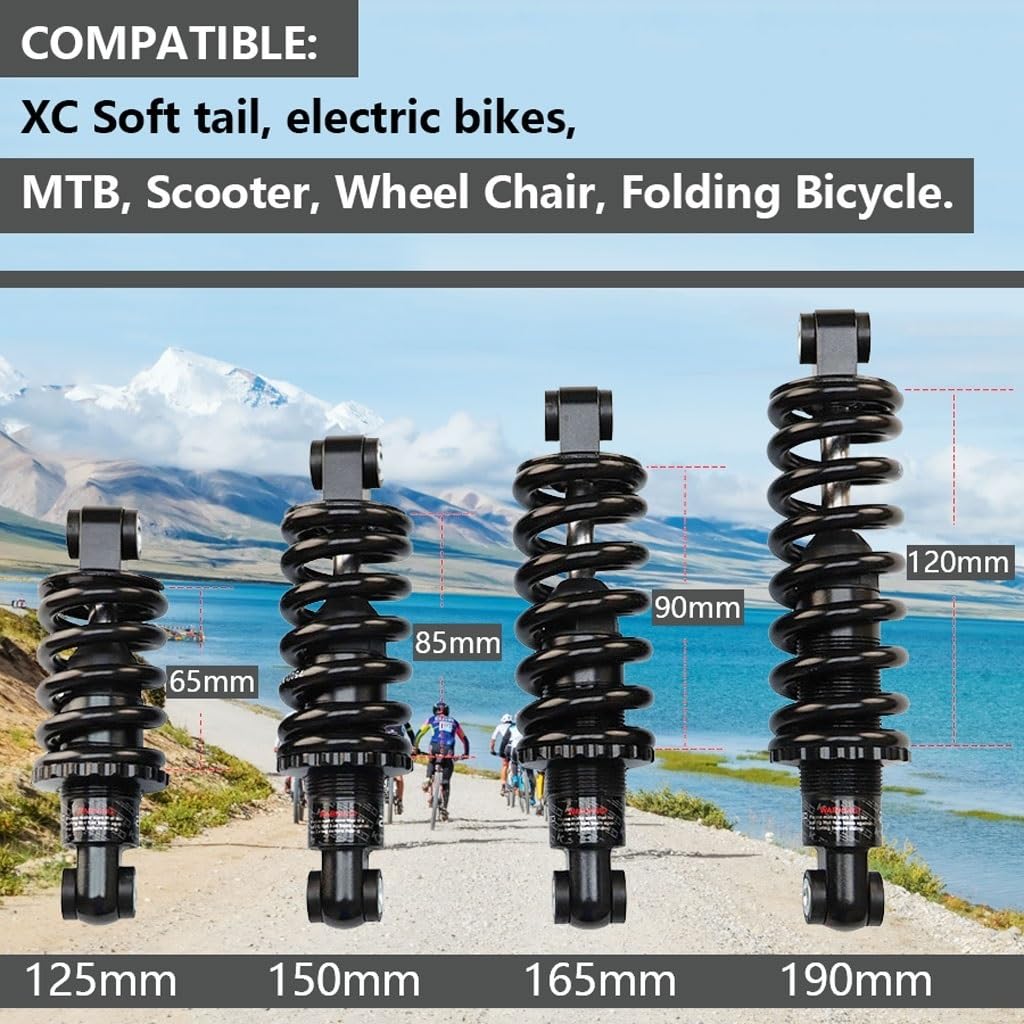AuroraXQ Bicicleta de Montaña Amortiguador Trasero MTB Muelle Helicoidal Suspensión 125/150/165/190mm con Casquillo y Tornillo 150 Libras a 2000 Libras(150mm,150 Lbs)