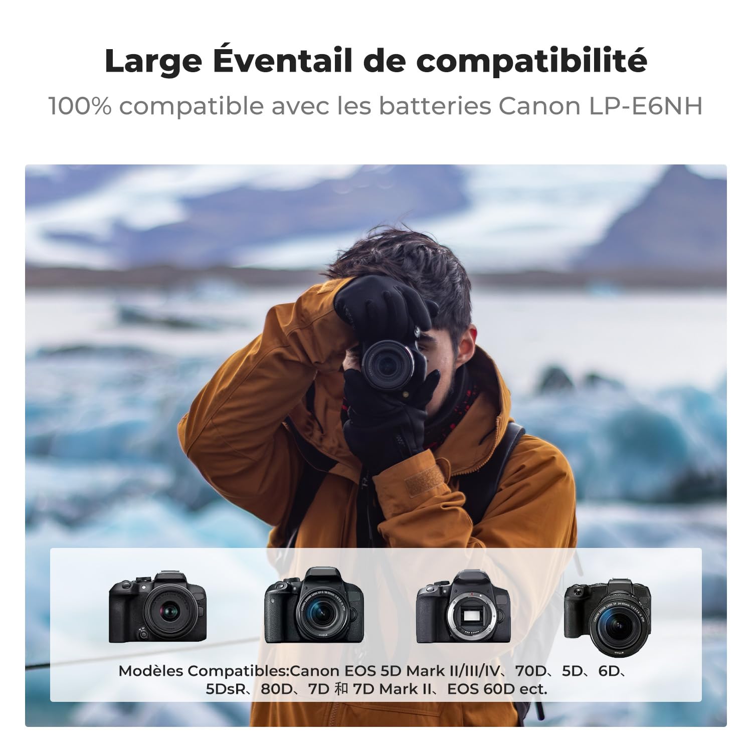 K&F CONCEPT LP-E6NH/LP-E6N/LP-E6 Chargeur 3 Slot R7 Batterie Chargeur avec Écran LCD pour Canon EOS R5 R6 R7 5D 6D 7D Mark II Caméras