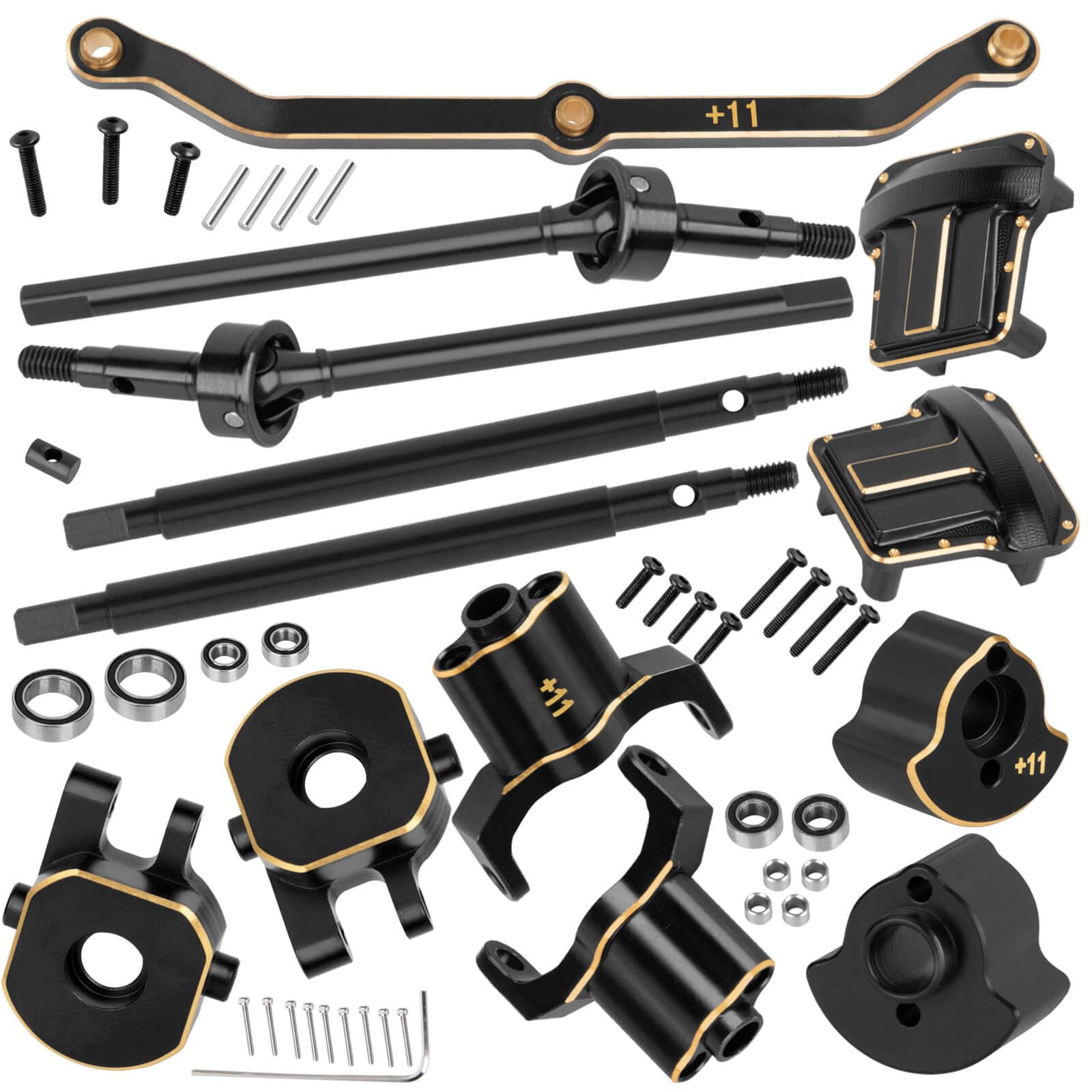 BRCatWPark RC Brass Axle widening (+11mm Wider on Each Side) Upgrades Part for 1/18 TRX4M,Front & Rear 11mm Wider on Each Side w/Front & Rear Axle