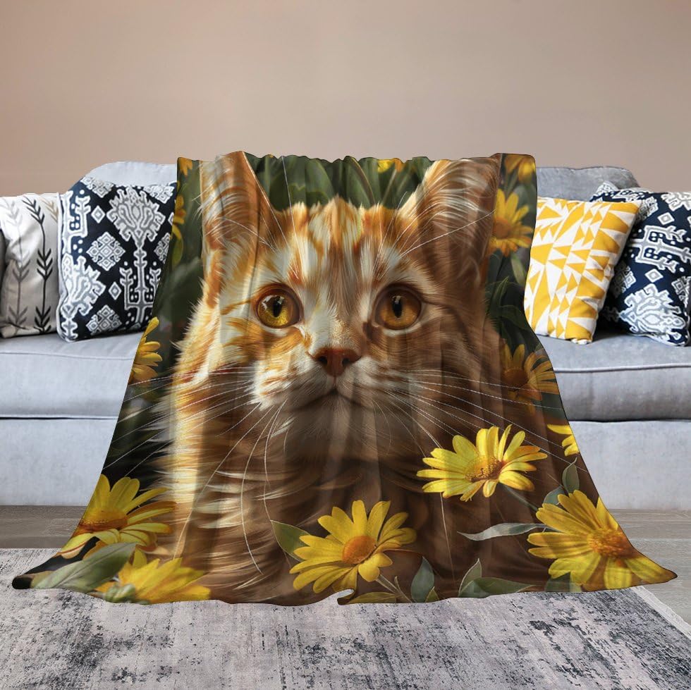 Couverture pelucheuse chat plaid doux et réconfortant 50 cm