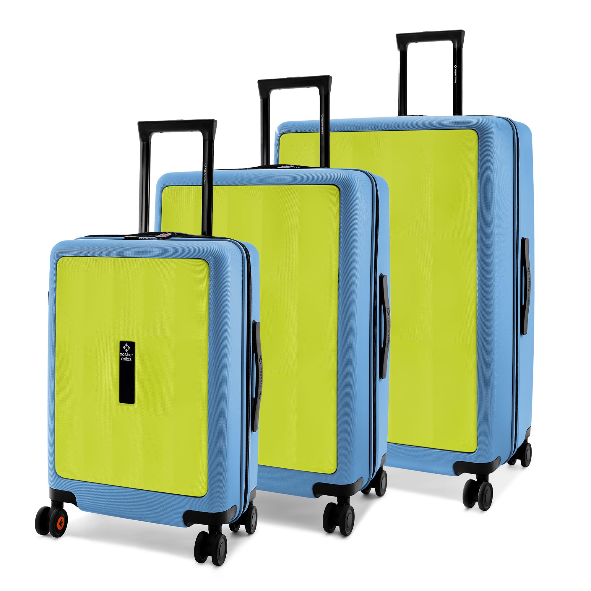 Zanzibar TSA Lock Hard-Sided Polycarbonate 8 Wheels Double Spinner Luggage Set of 3 Green Blue Trolley Bags (55, 65 & 75 cm)| Suitcase,Small & Medium & Large