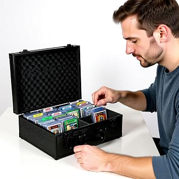 Graded Card Storage Box Trading Card Storage Box Portable Card Holder for PSA, BGS, SGC, CSG Slabs Top Loaders and Sports/MTG Trading Cards (Black, 38x30x15cm)