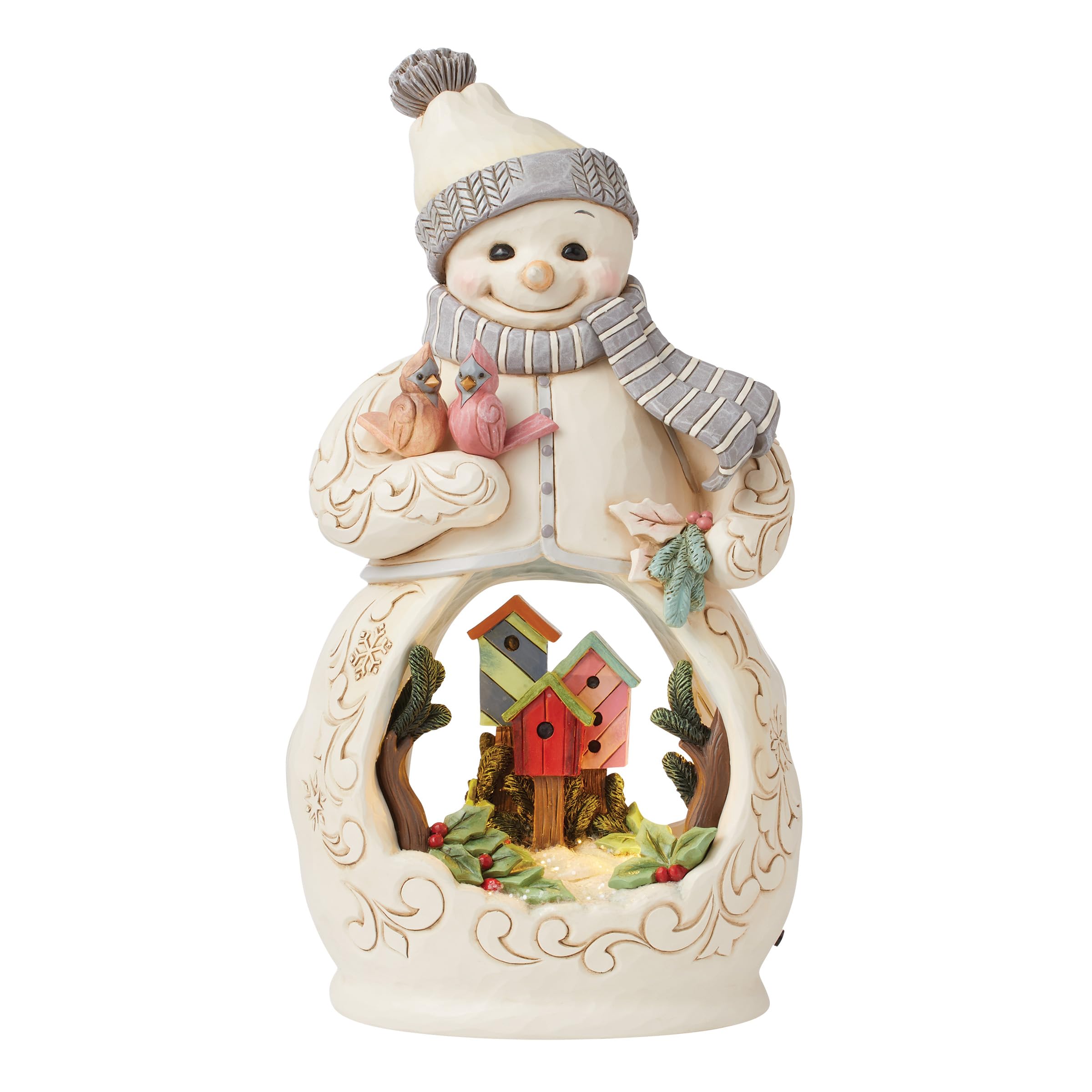 Bonhomme de Neige avec scène Ouverte LED FI lumineuse, figurine de Noël et statuette hivernale salon