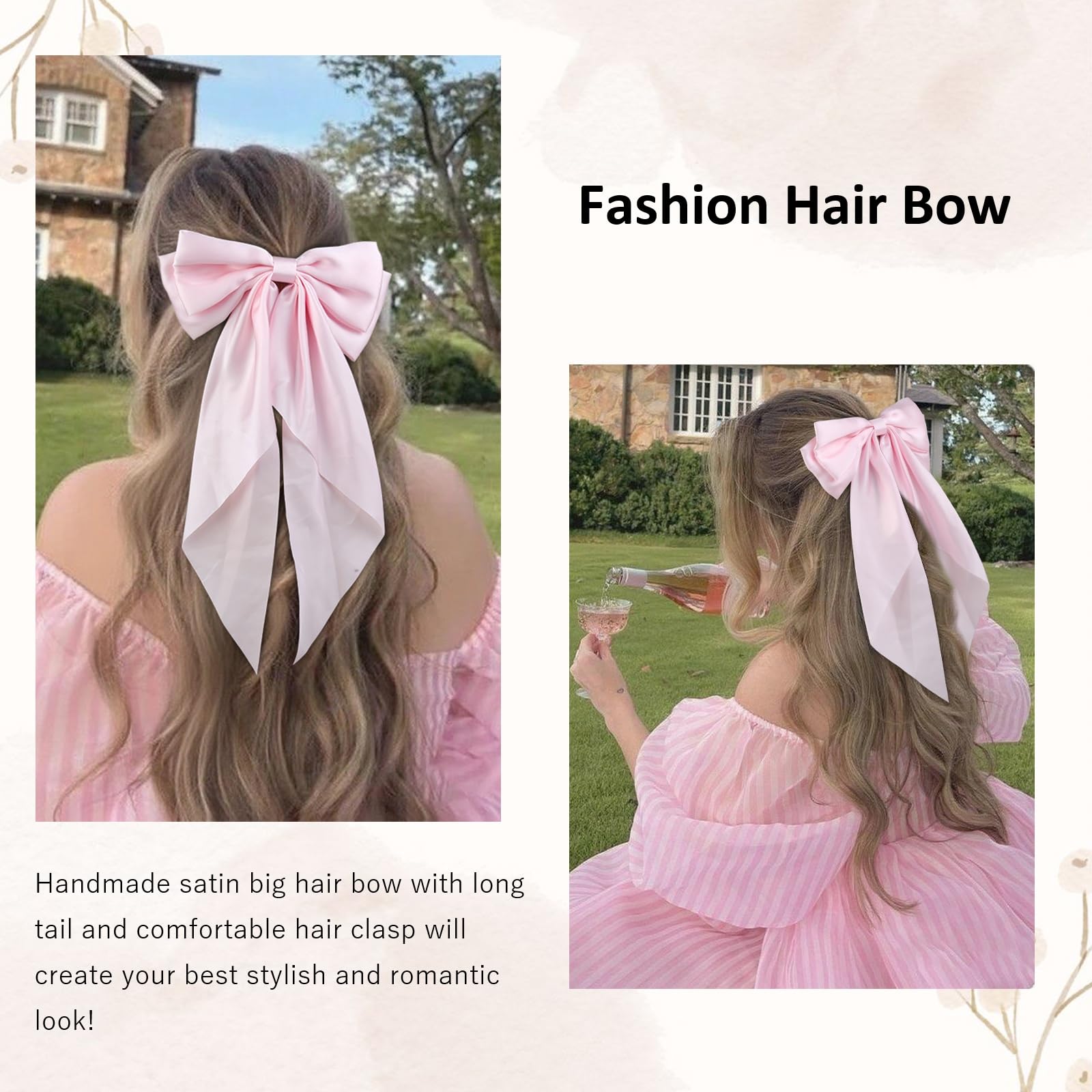 Amazon.com : Pink Hair Bows for Women Girls Hair Accessories  display picture 1