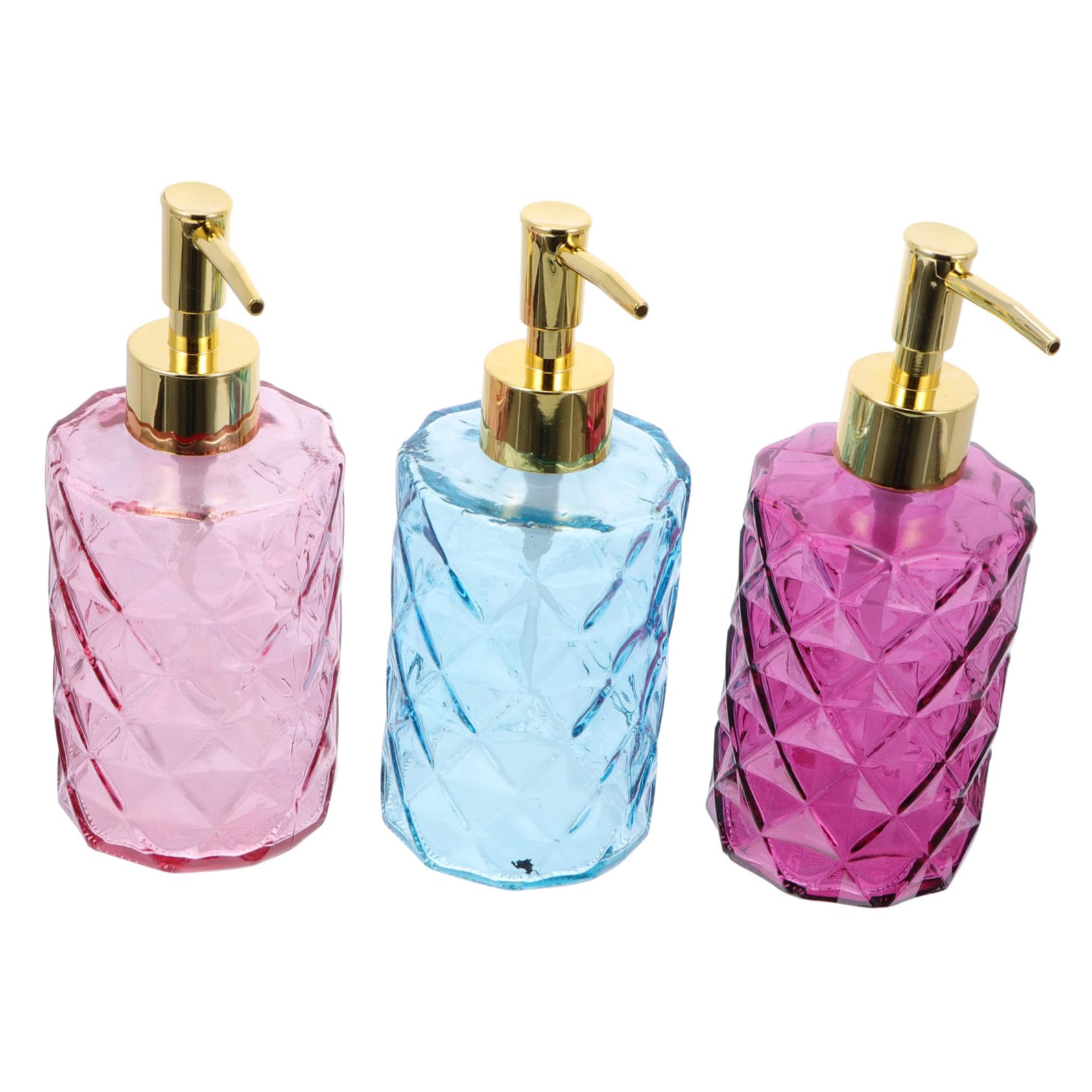 Set di 3 Flaconi Dispenser in Vetro con Pompa per Doccia