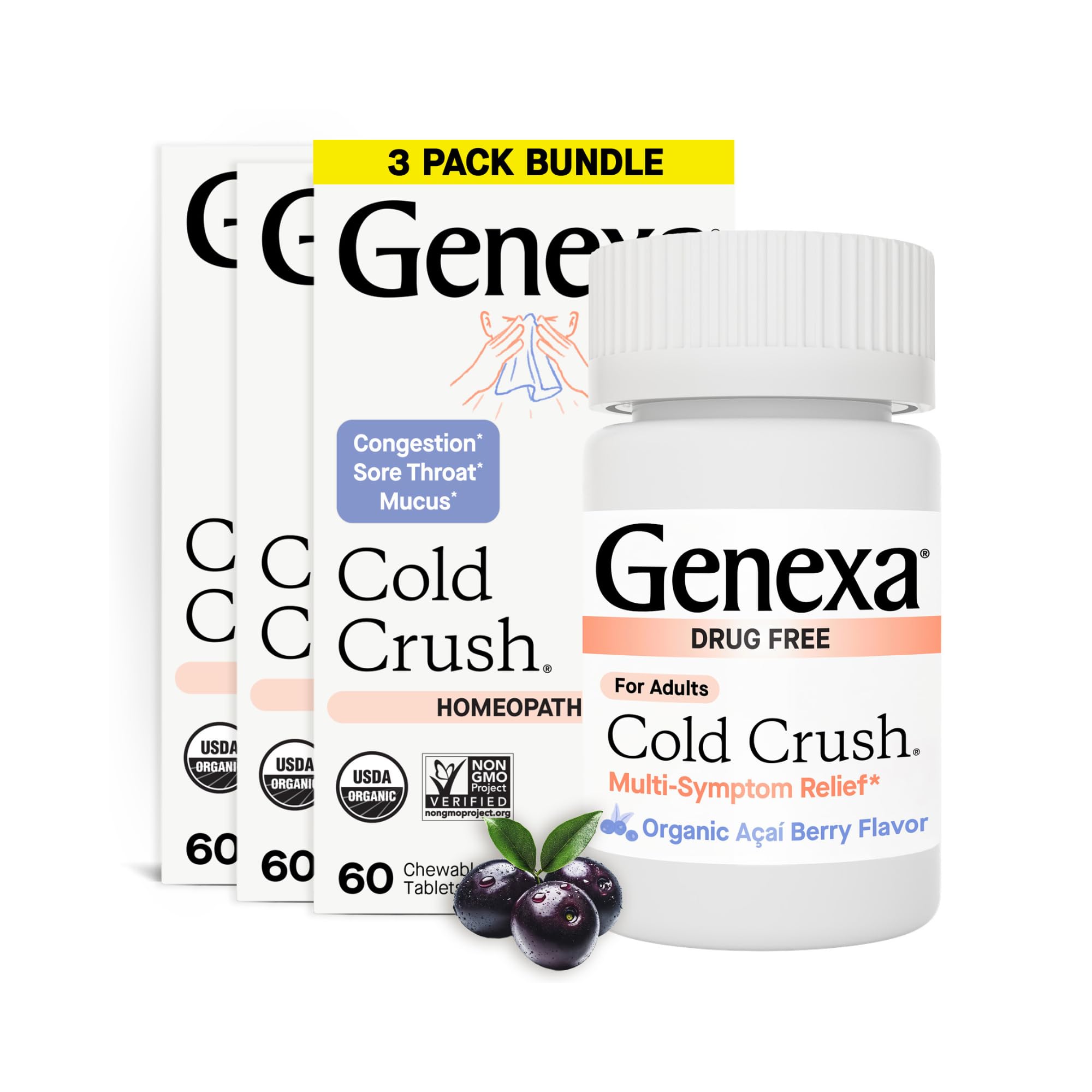Genexa Cold Crush, Drug Free & Made Clean, 60 Chewable Tablets for Adults — Amazon image 9