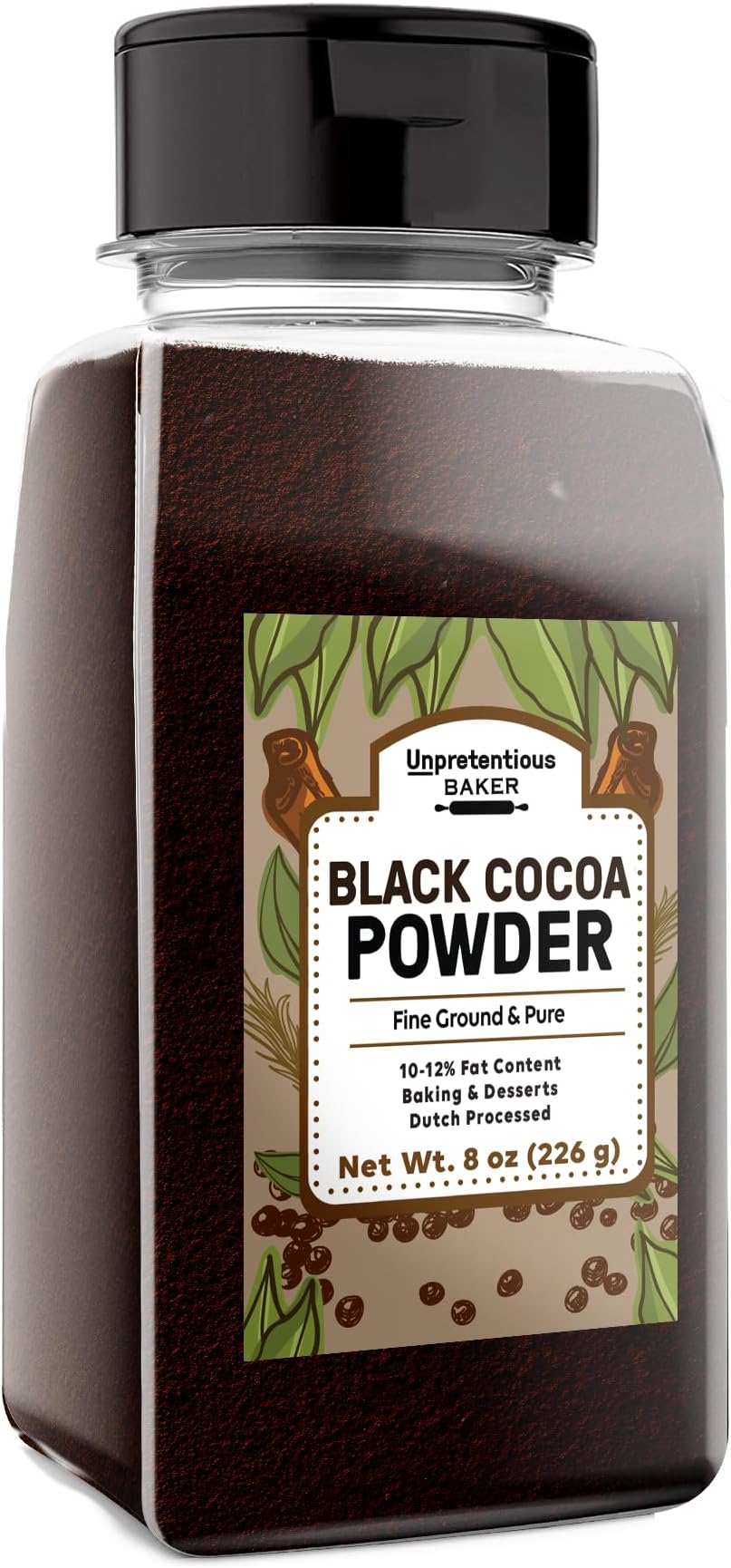 Unpretentious Black Cocoa Powder, Dutch Processed, Cookies & Cakes, Rich & Decadent (8 Ounce)