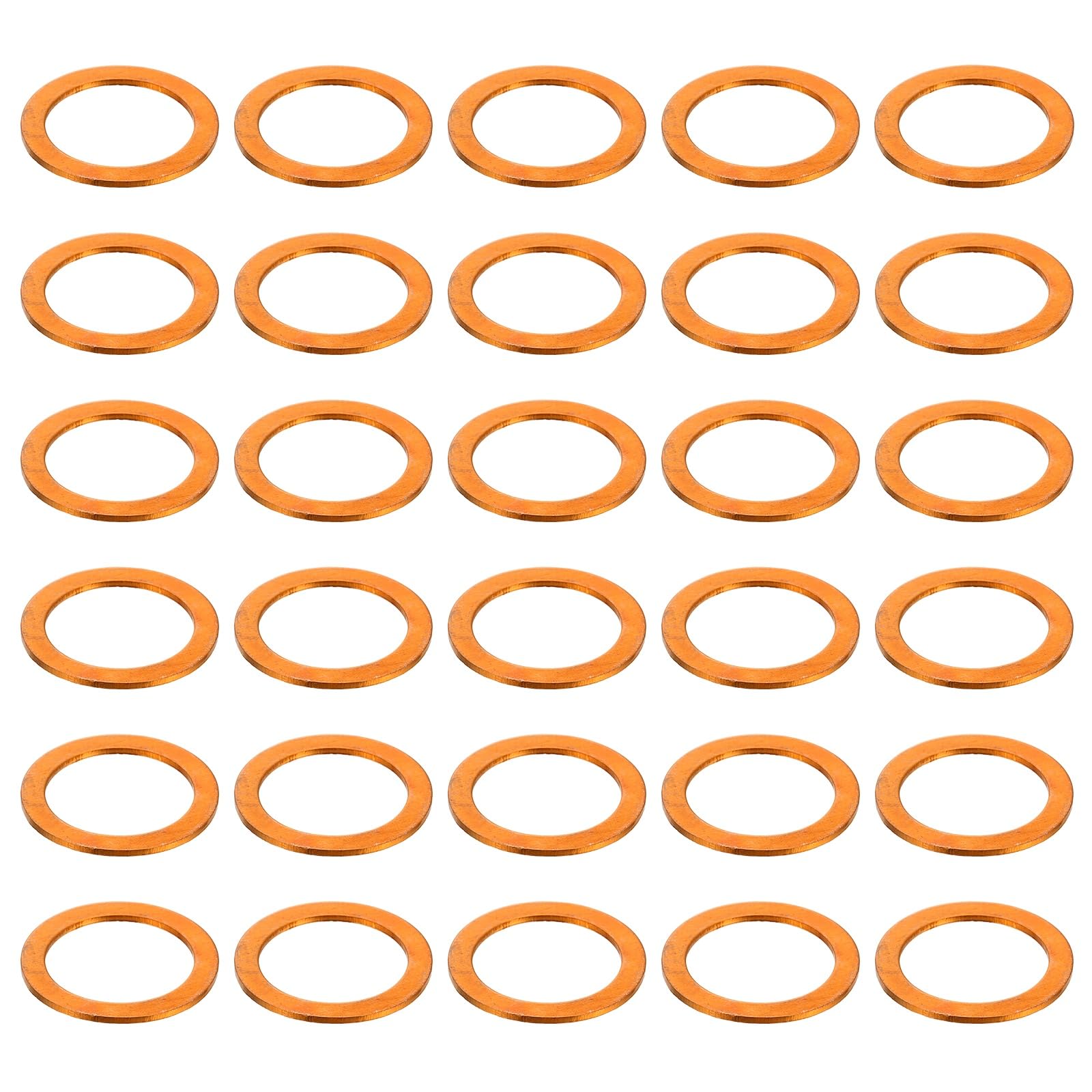 sourcing map 52 Pcs Flat Copper Washers, 16x22x1mm Copper Upgraded Flat Metric Sealing Crush Ring Washers for Hydraulic Fittings Screw Bolt Nut Electronic Repair