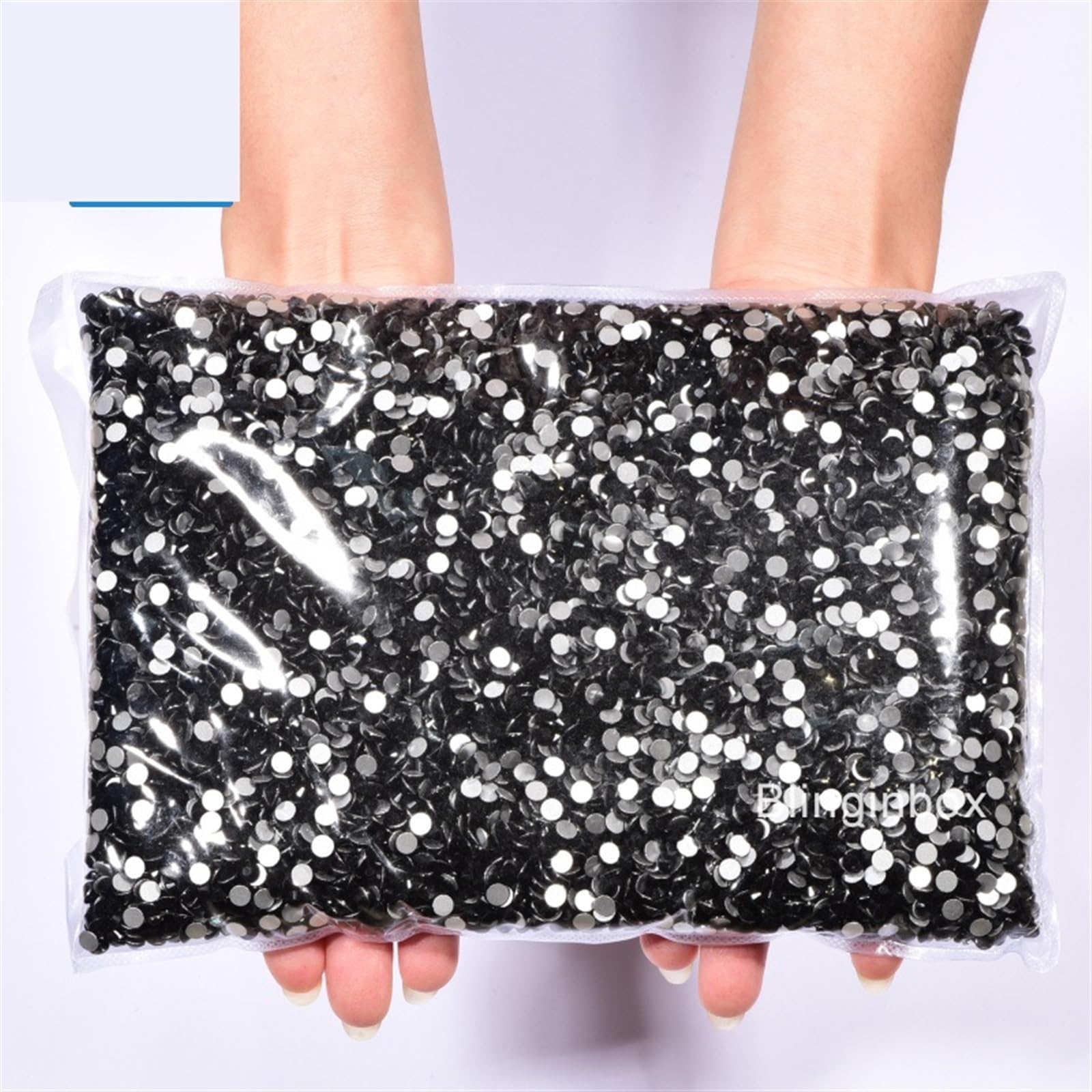 Strass Hotfix piatti per nail art, Strass Non Termoadesivi Neri Misure Multiple 14400pz(Ss16-14400pcs)