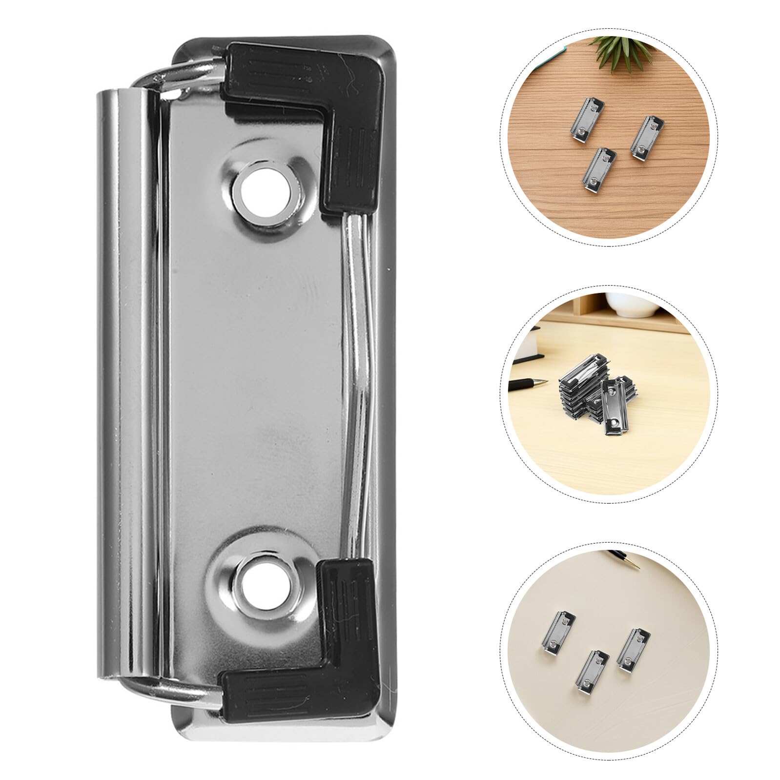 SUPVOX Clips Metálicos para Portapapeles Escolares de Hierro con Patas de Goma Antideslizantes, 30 Unidades Resistentes y Montables para Documentos y Papelería