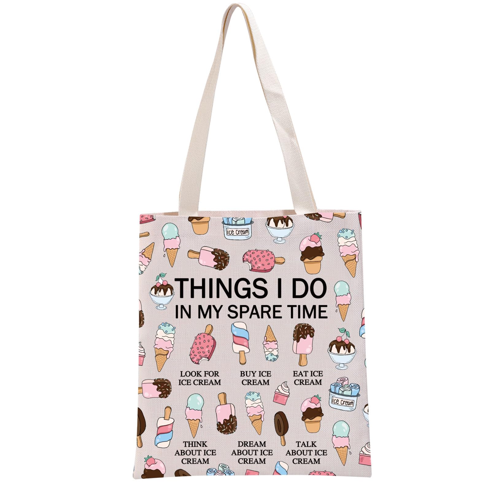 G2TUP Popsicle Lover Gift My Spare Time Ice Cream Tote Bag Soft ServeHandbag Foodie Gelato Lover Funny Dessert Lover Gift