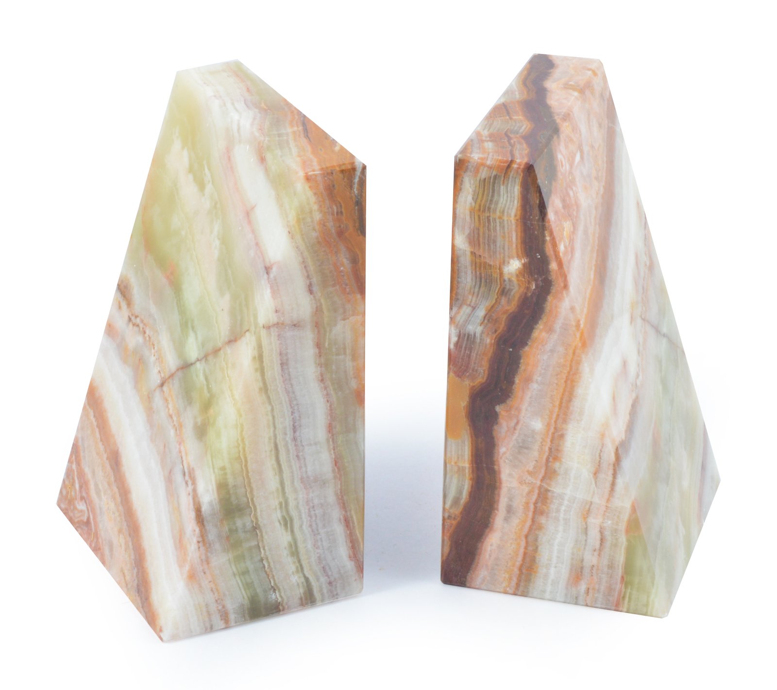 British Fossils Onyx Marble Wedge Bookends