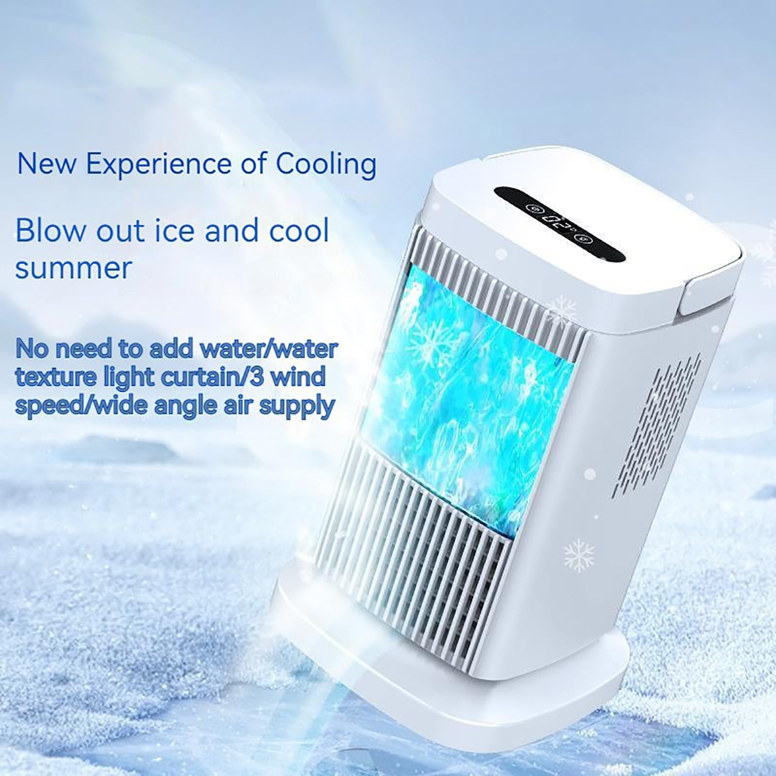 Aria condizionata portatile, ventilatore silenzioso, mini ventilatore a semiconduttore, mini frigorifero con luce aurora, adatto per soggiorno, camera da letto, appartamento white