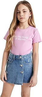 تيشرت بقصة ضيقة سليم فت وأكمام قصيرة ورقبة دائرية للبنات B6689A8 من ديفاكتو