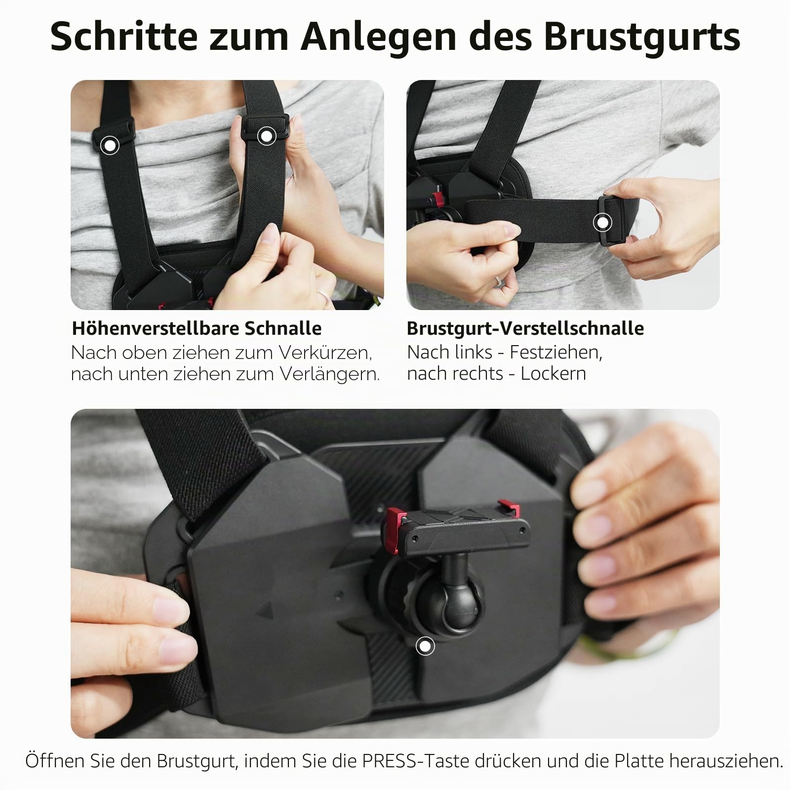 Osmo Action-Brusthalterung, Cross-Body-Gurt, Brustgurt mit magnetischem Schnellverschluss, für DJI Osmo 360 Action 5 Pro 4 3, Fahrrad, Motorrad, Radfahren, Wandern, Zubehör