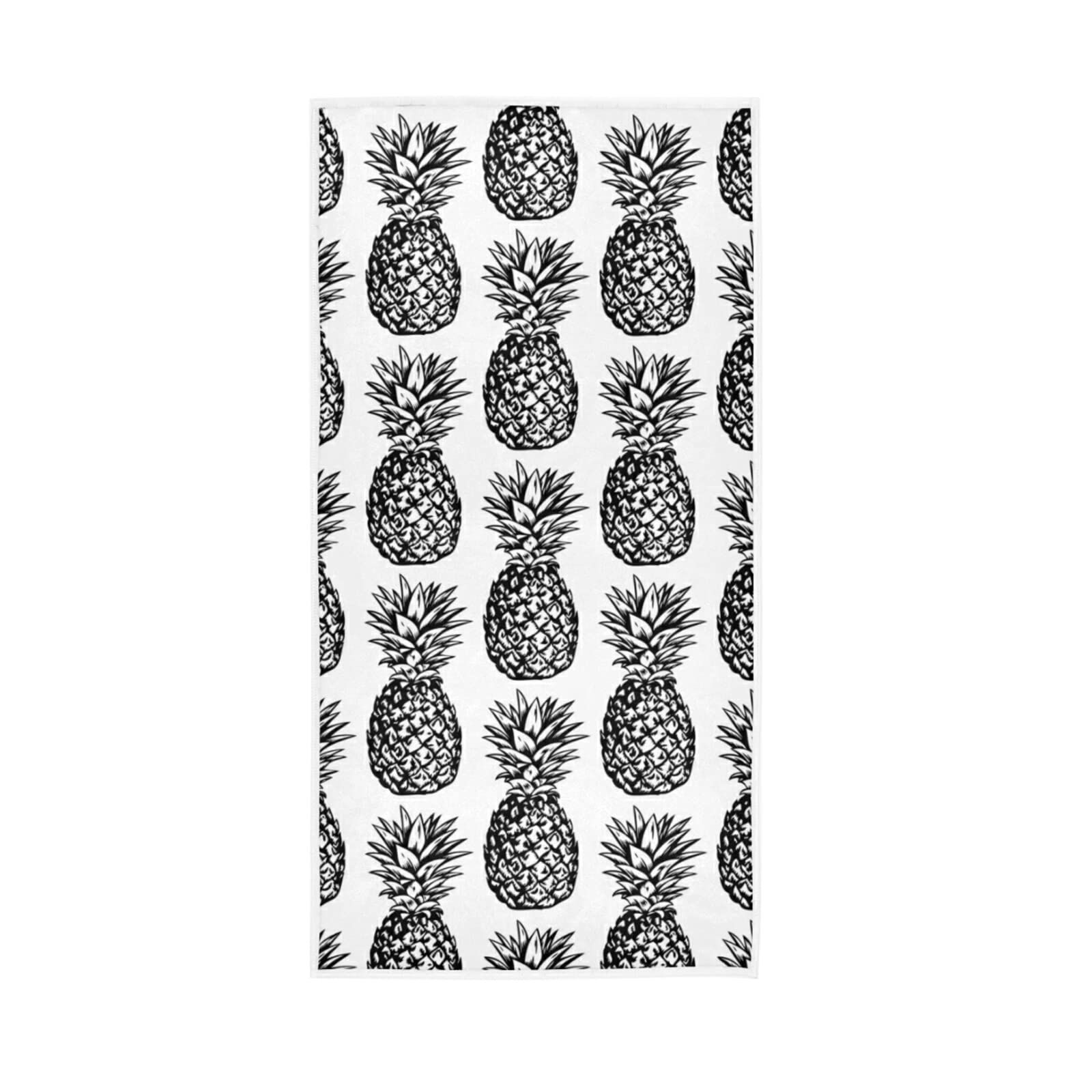 LSRCPD Seamless Black Hand Drawn Pines on White Soft Hand Bath Towel 30" x 15" Thin Fast Drying Absorbent Soft Towels for Kitchen Gym Spa Hotel Beach