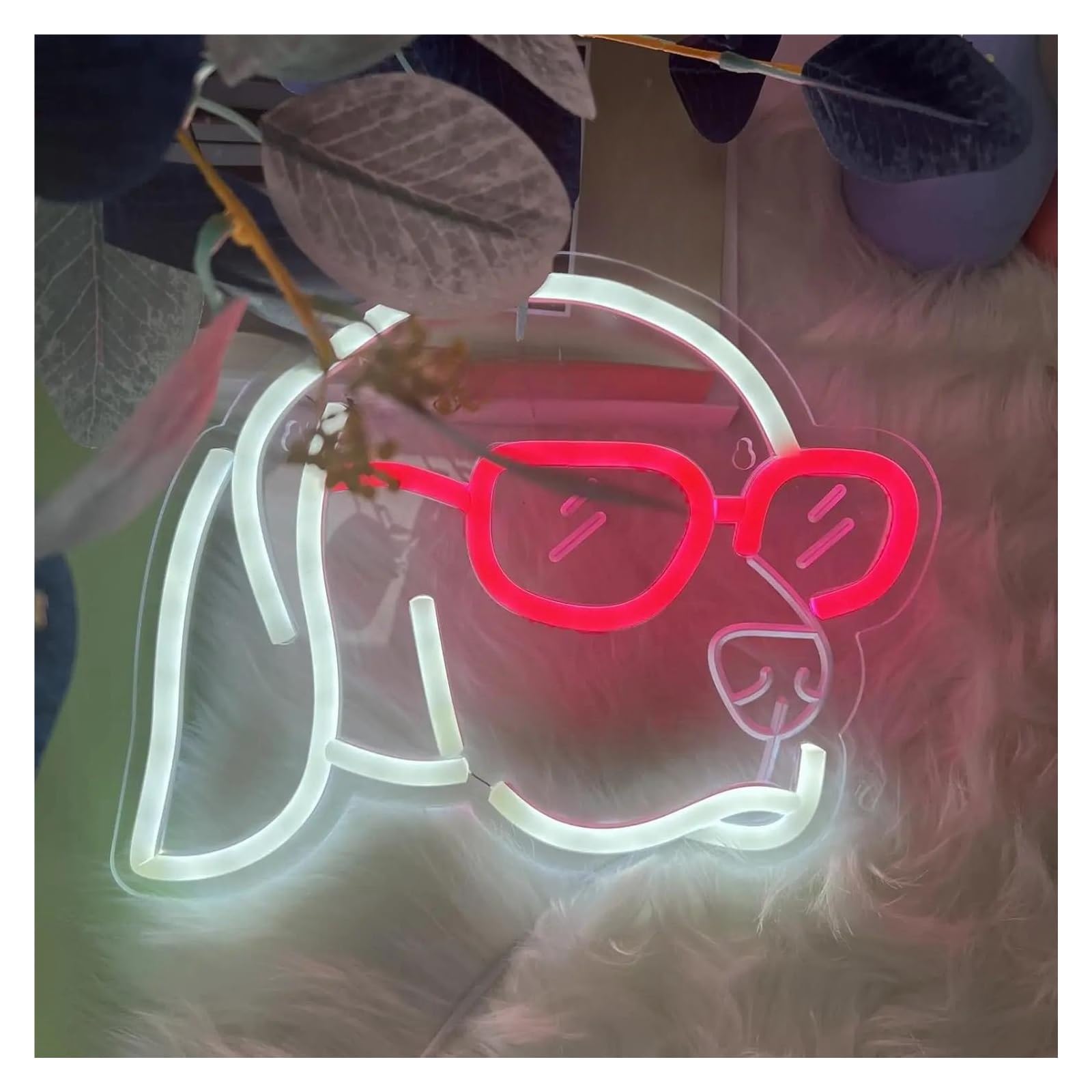 Luz de Diseño de Digital Lámpara De Neón Con Luz LED Regulable Con Forma De Husky Para Pared, Club De Fiestas, Tienda De Mascotas, Decoración De Habitación De Niños 24,3CmX30Cm