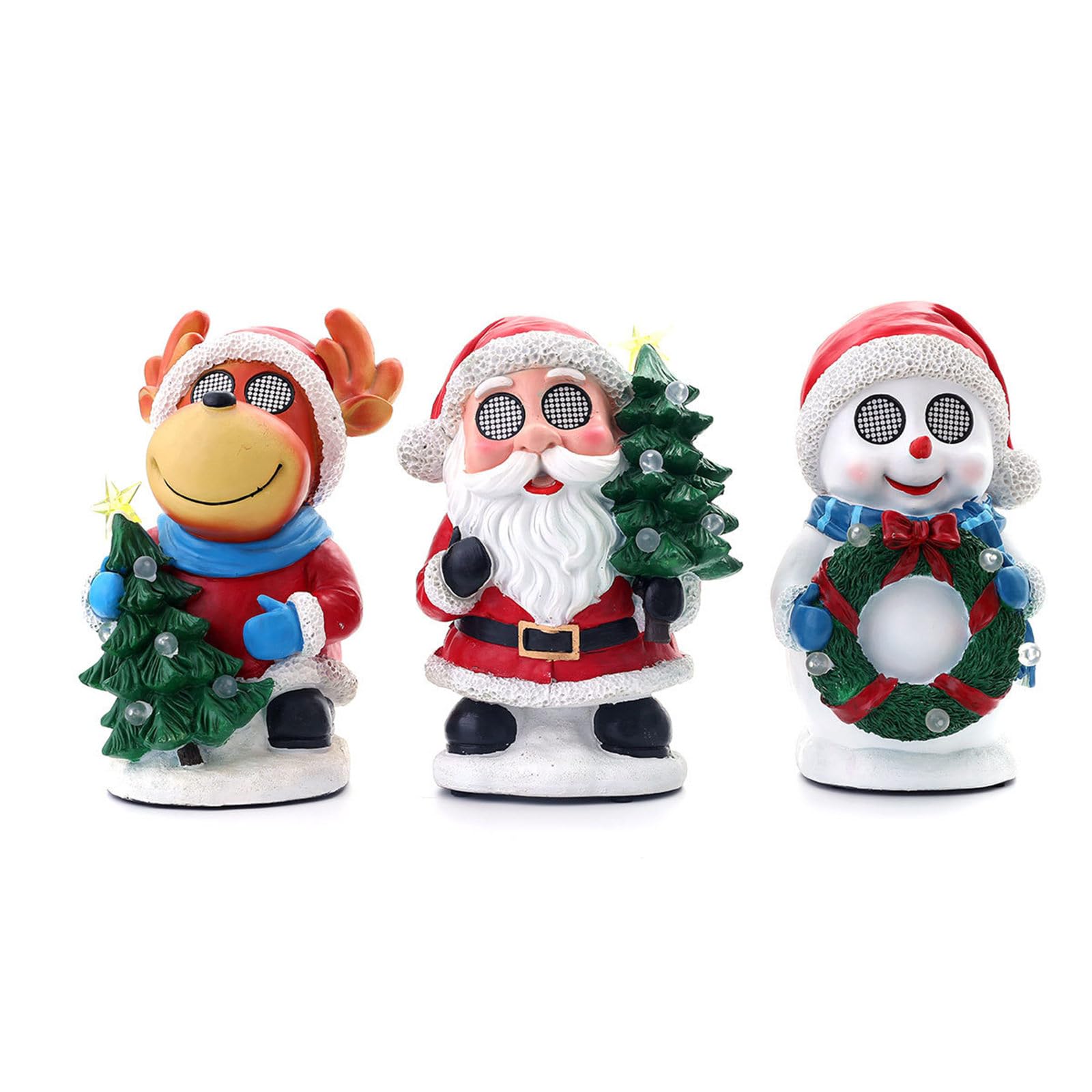 Figura decorativa de resina con luz LED para mantel, decoración de mesa, decoración de mesa con música de Navidad brillante, figura de resina musical con luz LED para repisas