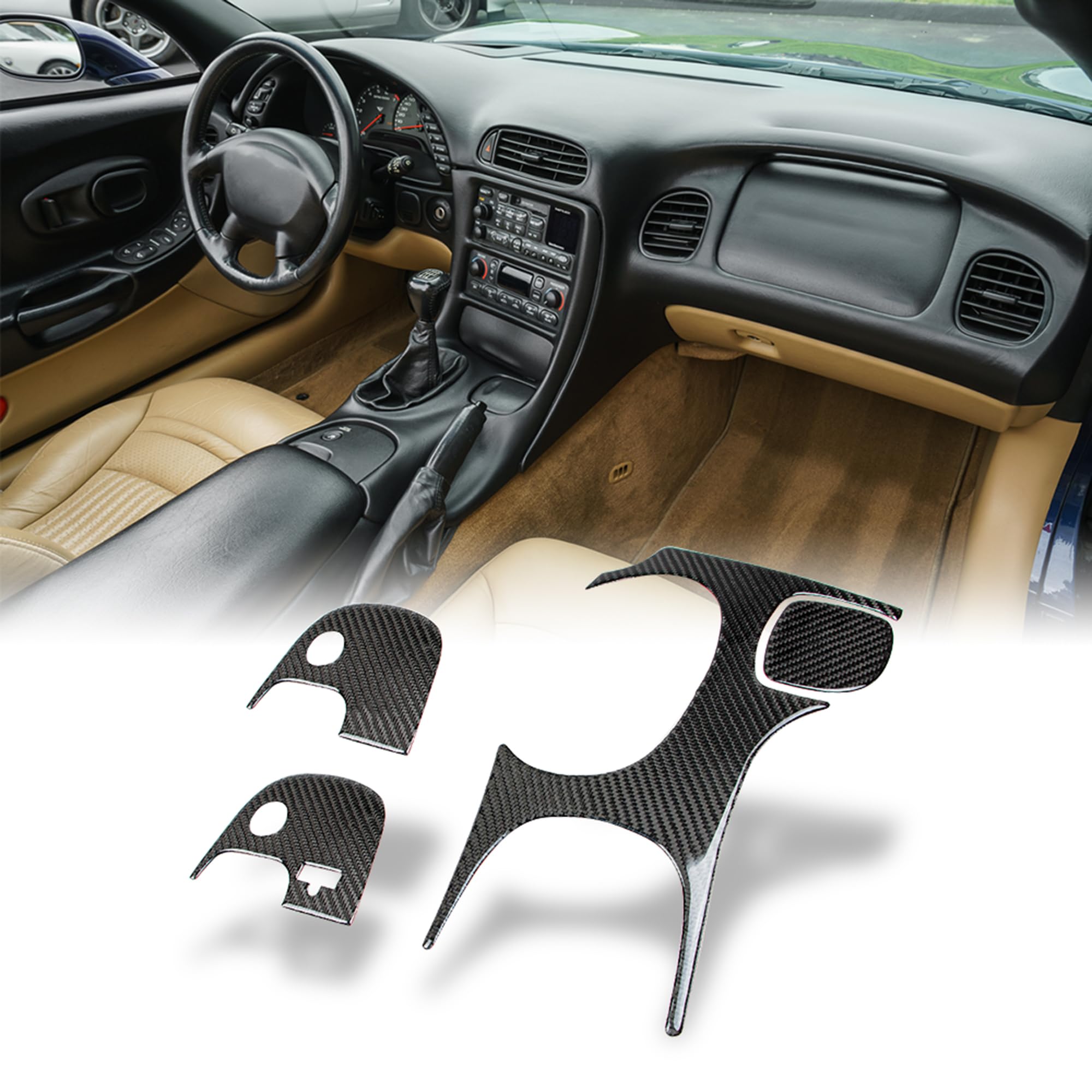 AeroBon Real Carbon Fiber Gear Shift Trim for 1997-2004 Corvette C5