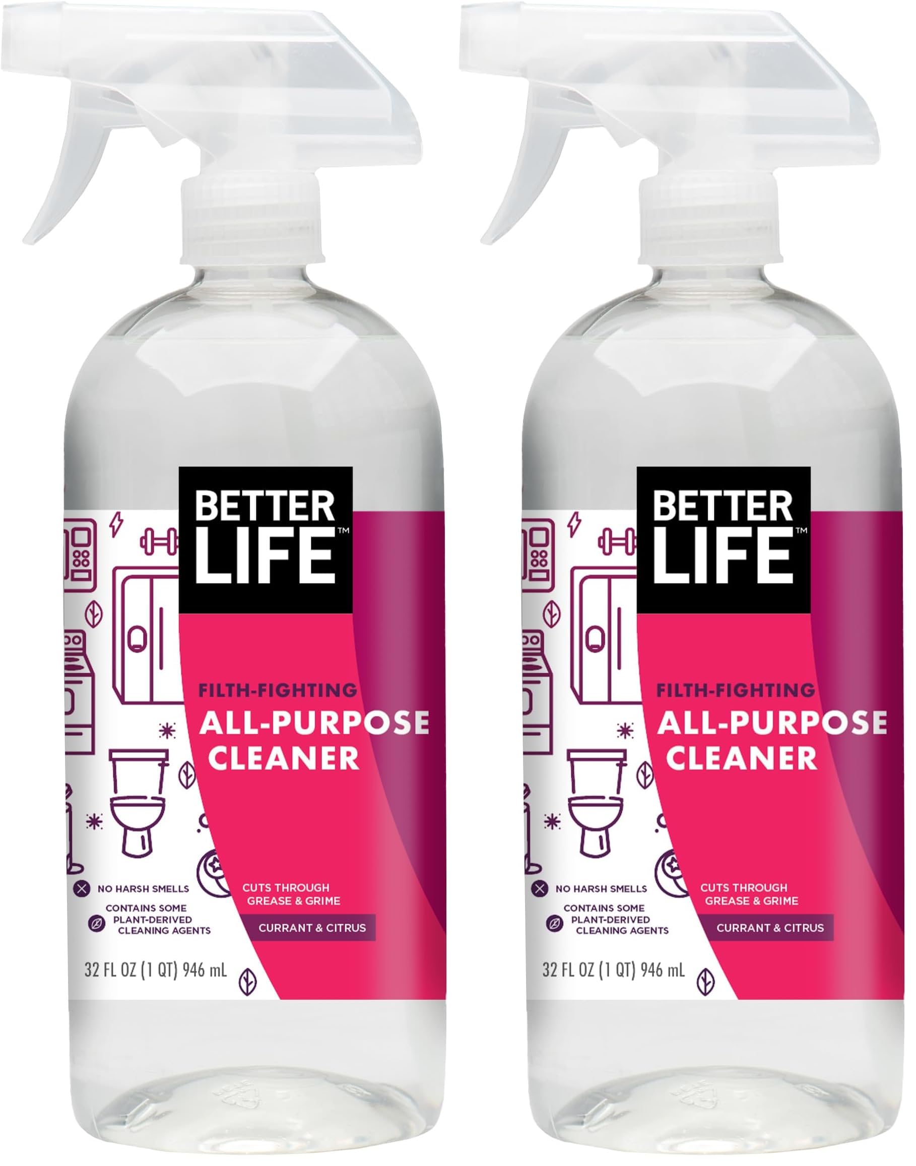 Better Life All-Purpose Cleaner, Pomegranate, 32 Fl Oz (Pack of 2)