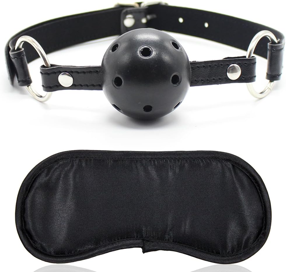 Yeoubi Open Breathable Pu Leather Paly Ball and Blindfold Eye Mask For Men Woman