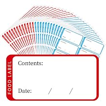 500 Pcs Freezer Labels Stickers, 60 x 30 mm Food Date Labels, Red & Blue