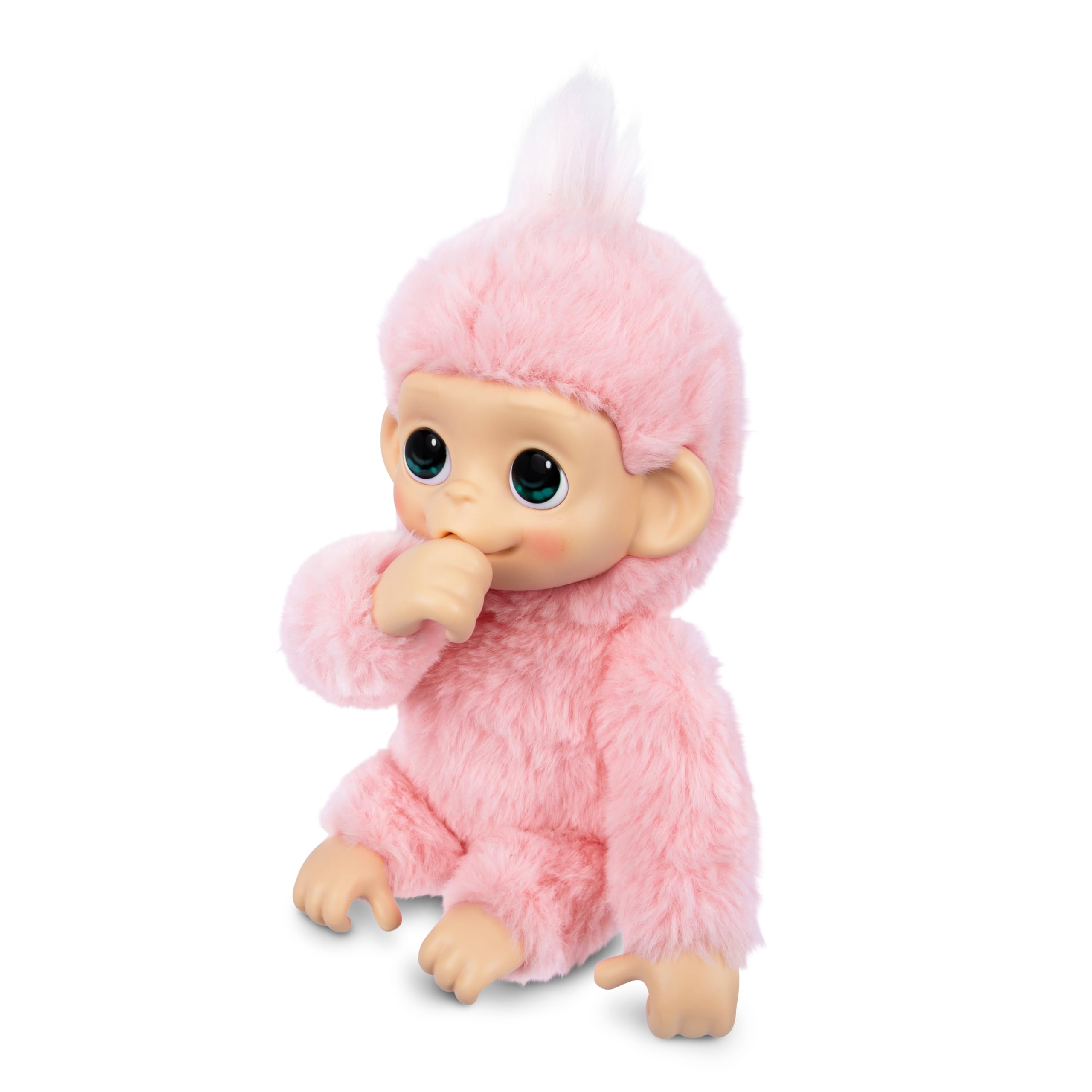 Little Live Pets Baby Monkey Minis – Luna Lemon, Juguete Interactivo, +20 Sonidos y reacciones, Suave Pelaje Rosa, 18,8 cm, Realista, Comer, cuidar, Manos y pies de Mono, 3 para coleccionar