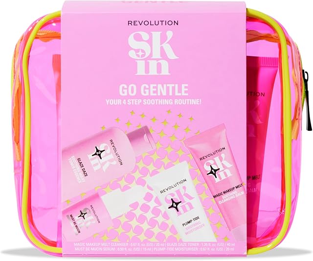 Revolution Skin, Go Gentle 4 Step Starter Kit, Skincare Set Includes Cleanser, Toner, Serum & Moisturiser, Veg