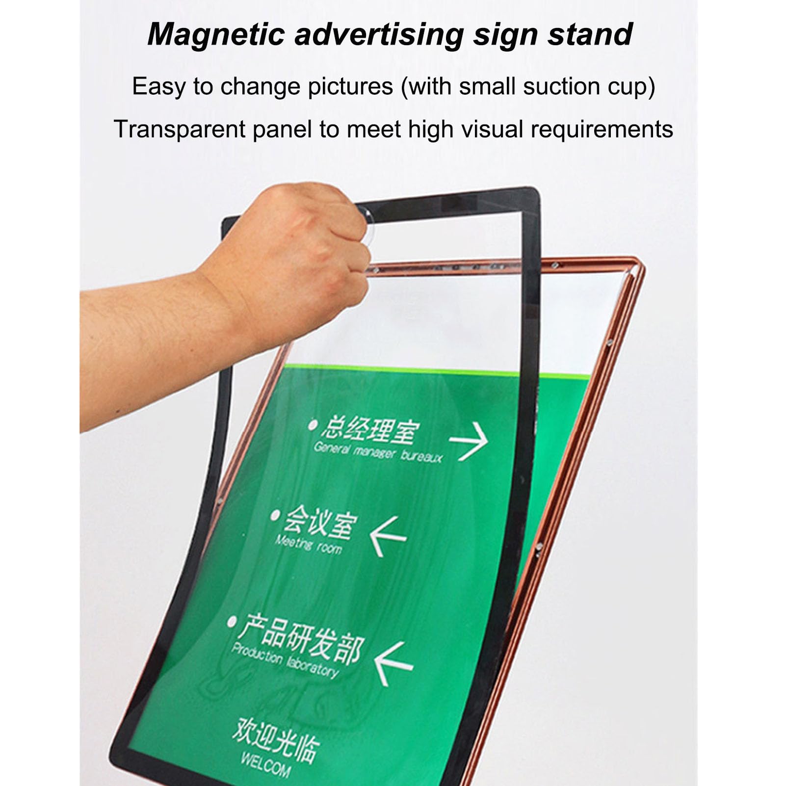 Verstellbarer Schilderhalter aus Aluminium mit Magnetplatte - geeignet für Werbung/Flyer im Innen- und Außenbereich, elektronische Beschilderung, horizontale Anzeige im Format A1 (420 x 594