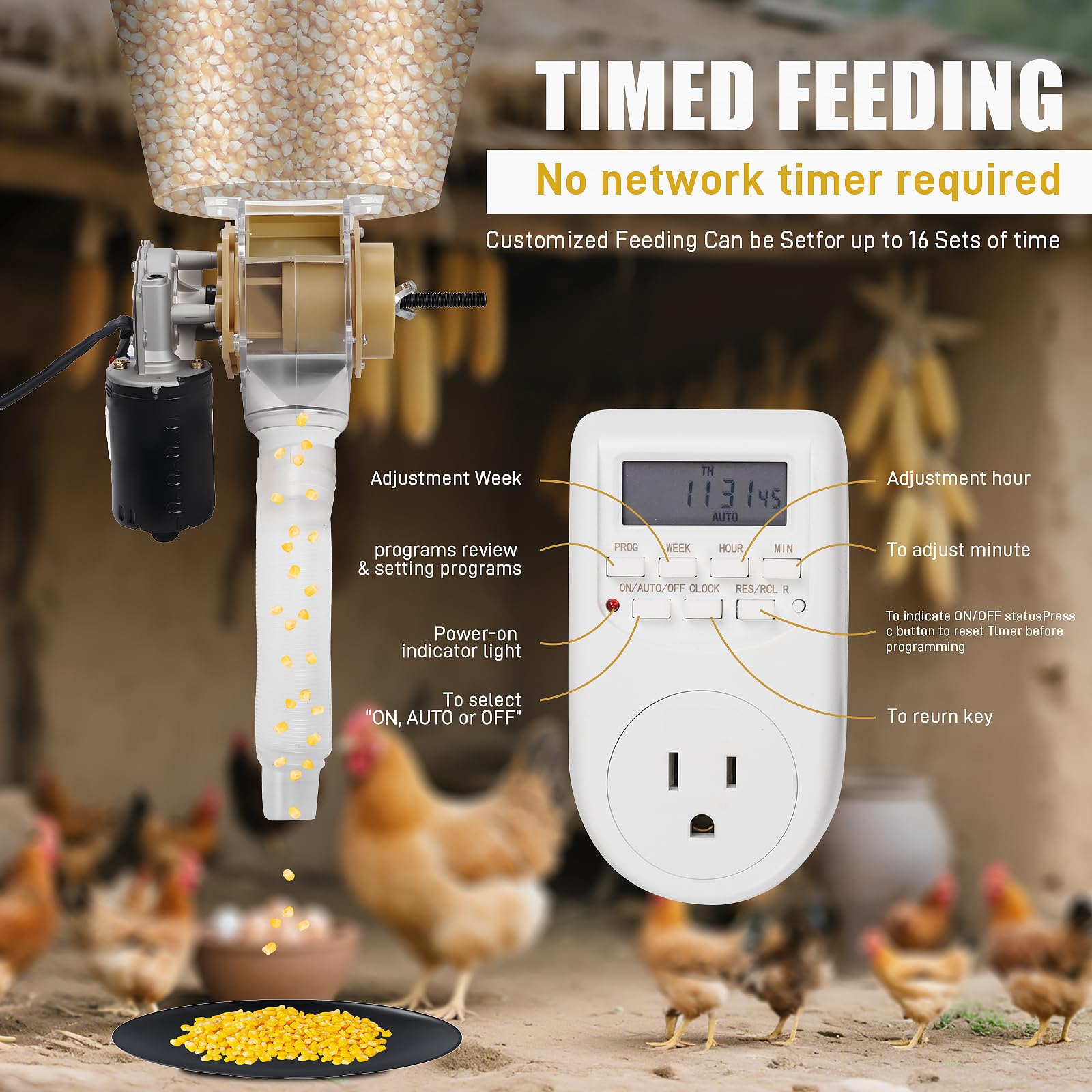 Mangeoire automatique à monter soi-même, 16 groupes d'alimentation automatique pour poulets, canards, oies, pigeons, chiens, poissons, chats