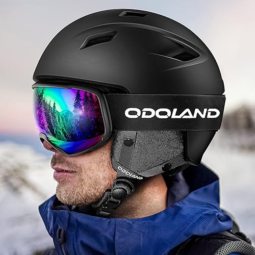 Miniatura 8 de Odoland - Juego de casco de esquí y gafas, gafas de casco de snowboard para hombres, mujeres y jóvenes - Equipo a prueba de golpes y viento para